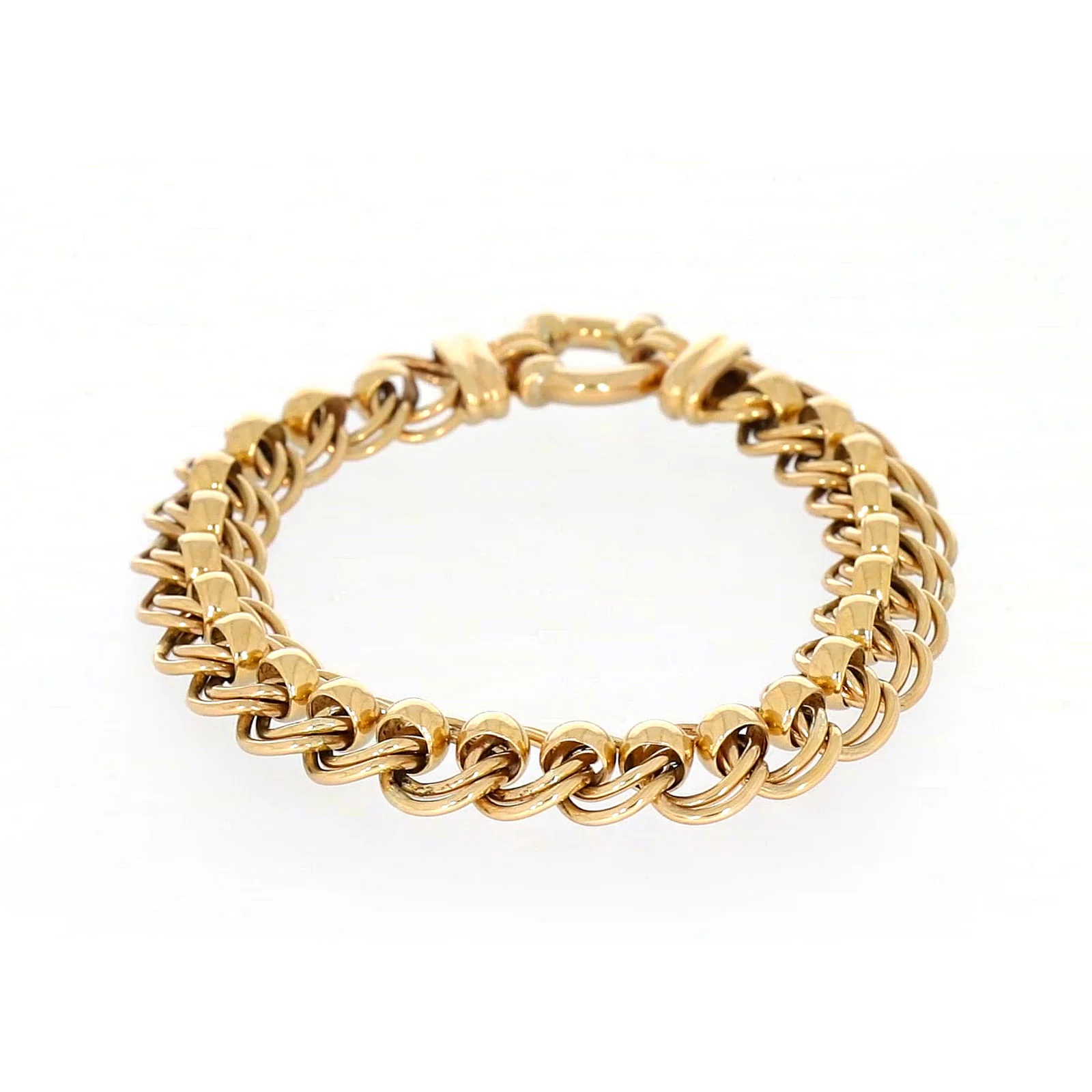 9ct Yellow Gold 19cm Double Belcher Bracelet with Bolt Ring - Image 3