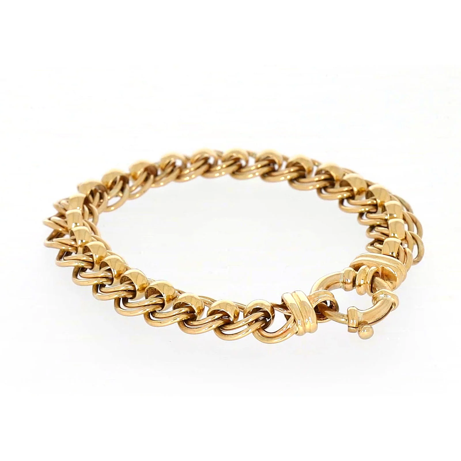 9ct Yellow Gold 19cm Double Belcher Bracelet with Bolt Ring - Image 30
