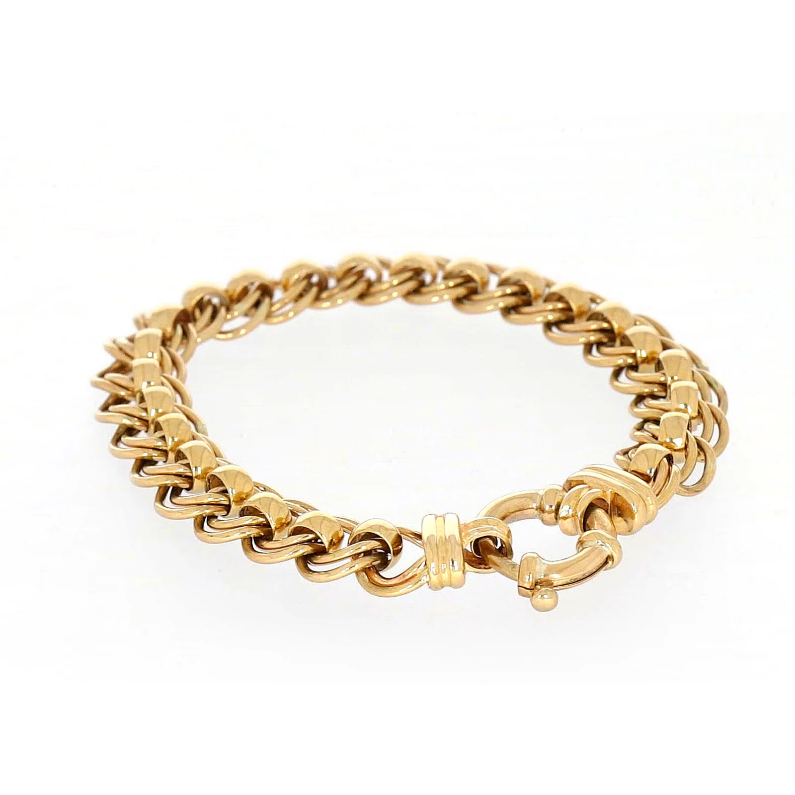 9ct Yellow Gold 19cm Double Belcher Bracelet with Bolt Ring - Image 33