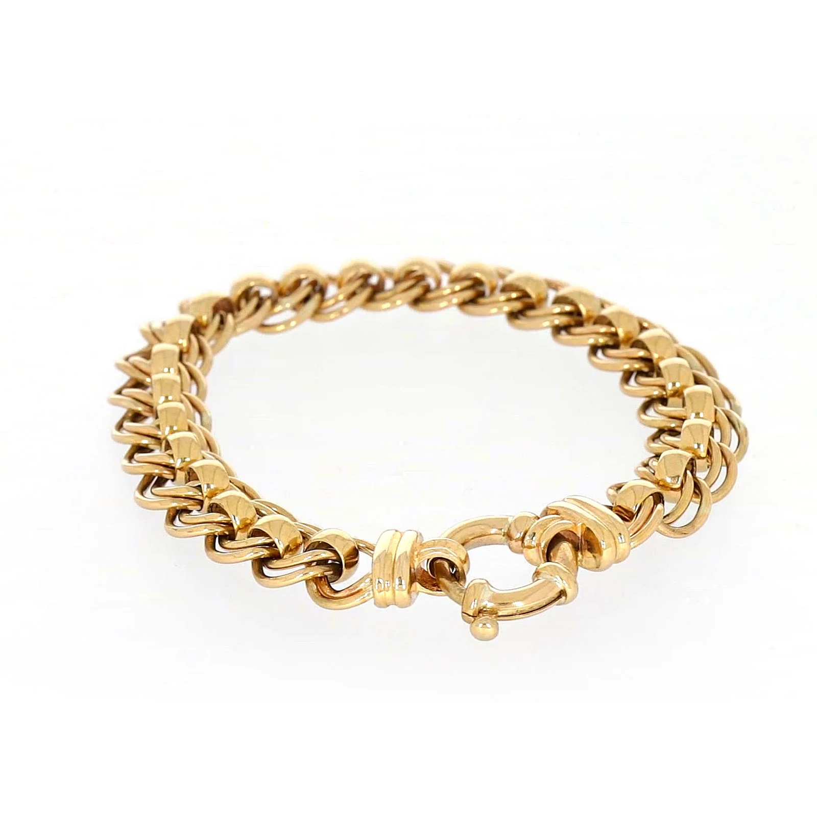 9ct Yellow Gold 19cm Double Belcher Bracelet with Bolt Ring - Image 35