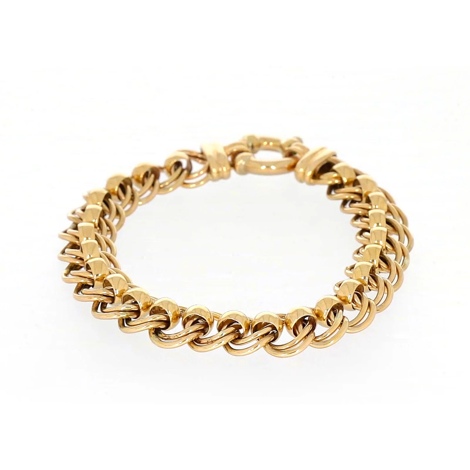 9ct Yellow Gold 19cm Double Belcher Bracelet with Bolt Ring - Image 4