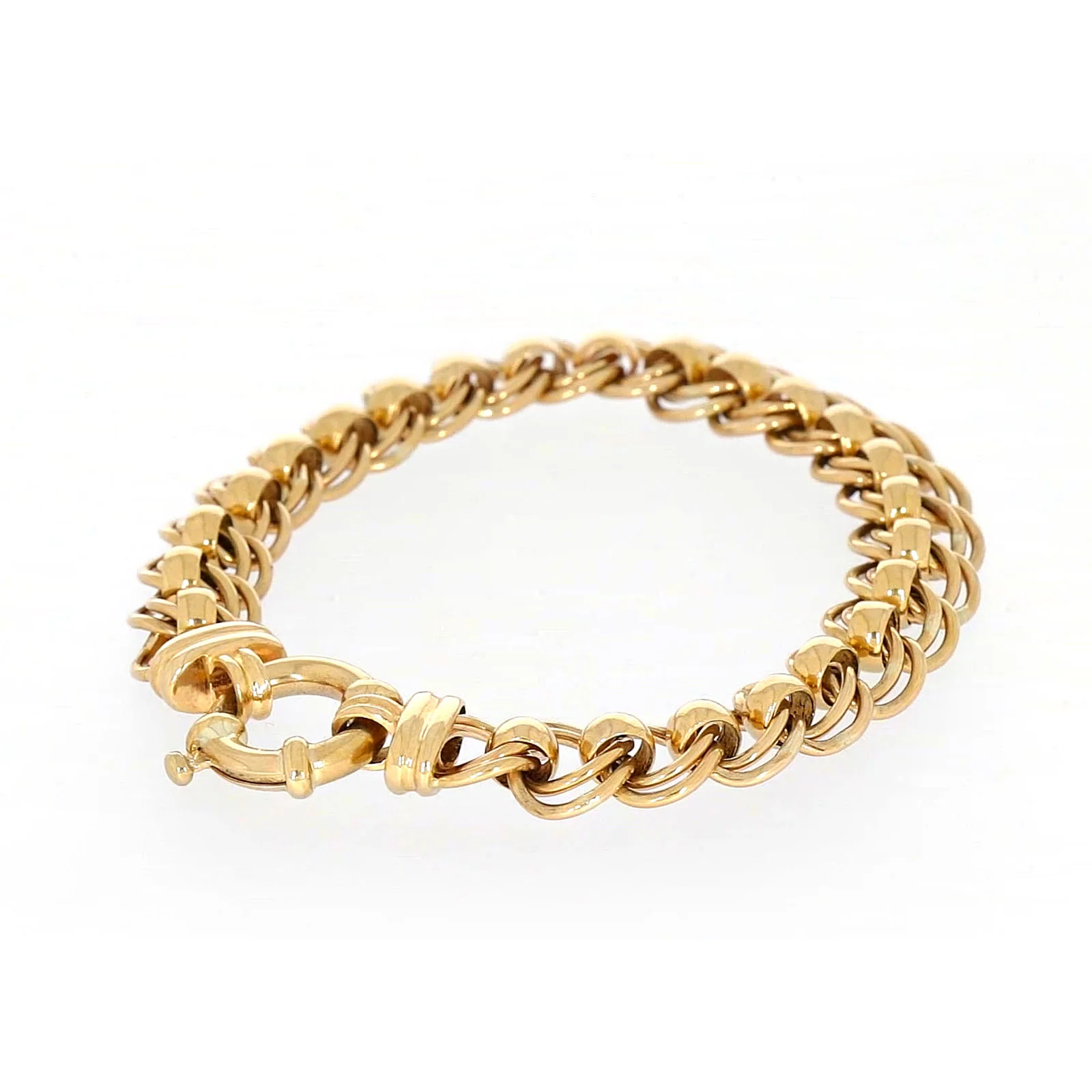 9ct Yellow Gold 19cm Double Belcher Bracelet with Bolt Ring - Image 46
