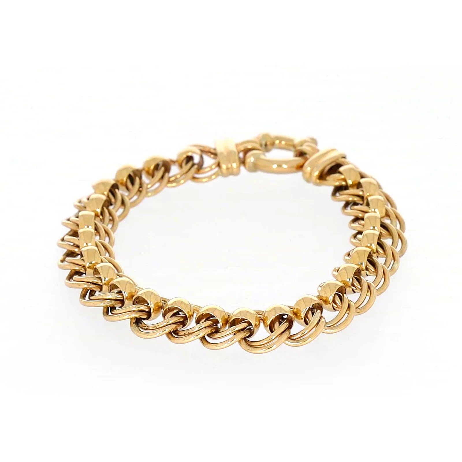 9ct Yellow Gold 19cm Double Belcher Bracelet with Bolt Ring - Image 5
