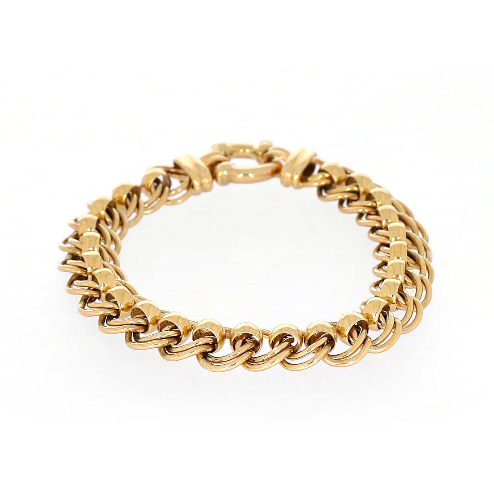 9ct Yellow Gold 19cm Double Belcher Bracelet with Bolt Ring - Image 74