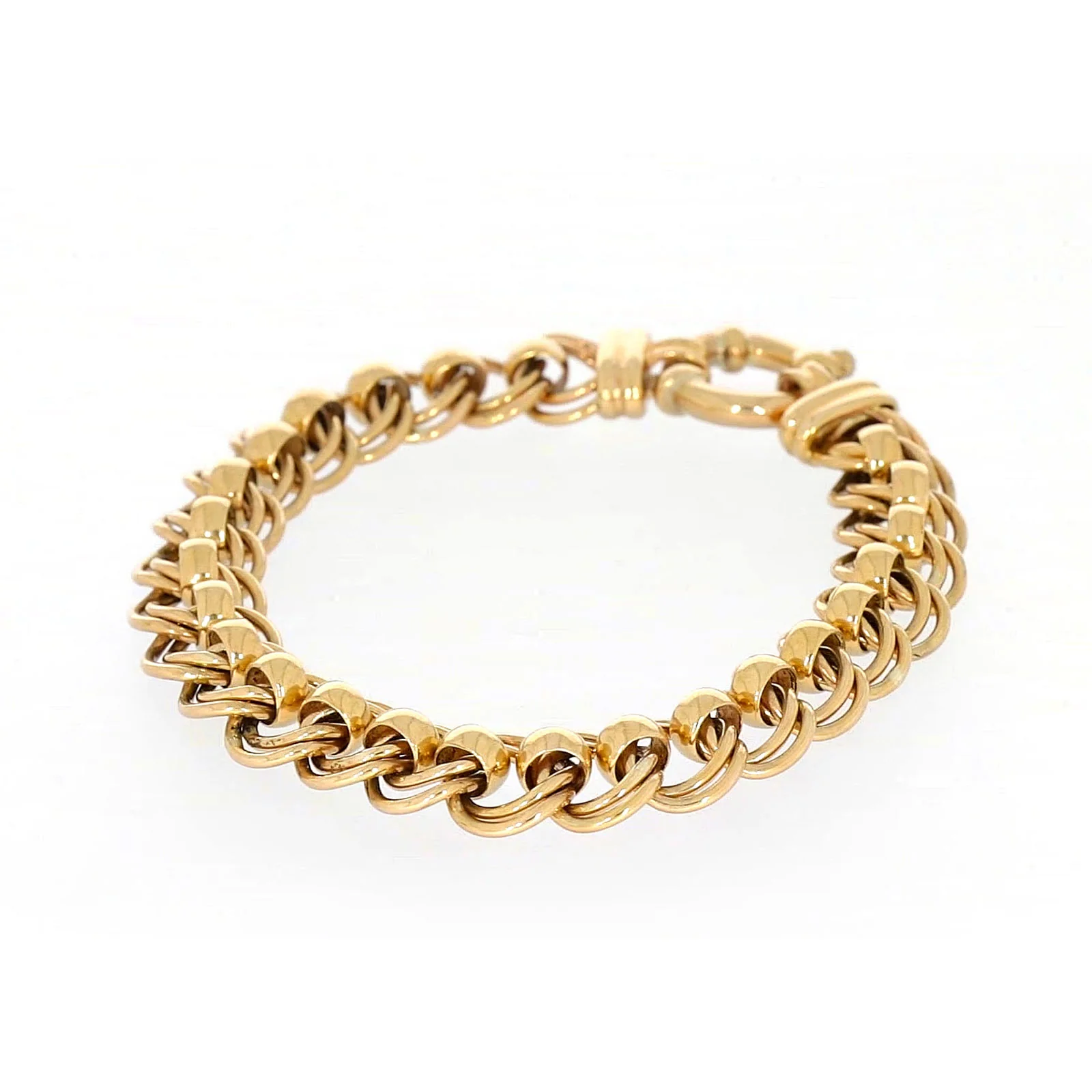 9ct Yellow Gold 19cm Double Belcher Bracelet with Bolt Ring - Image 8