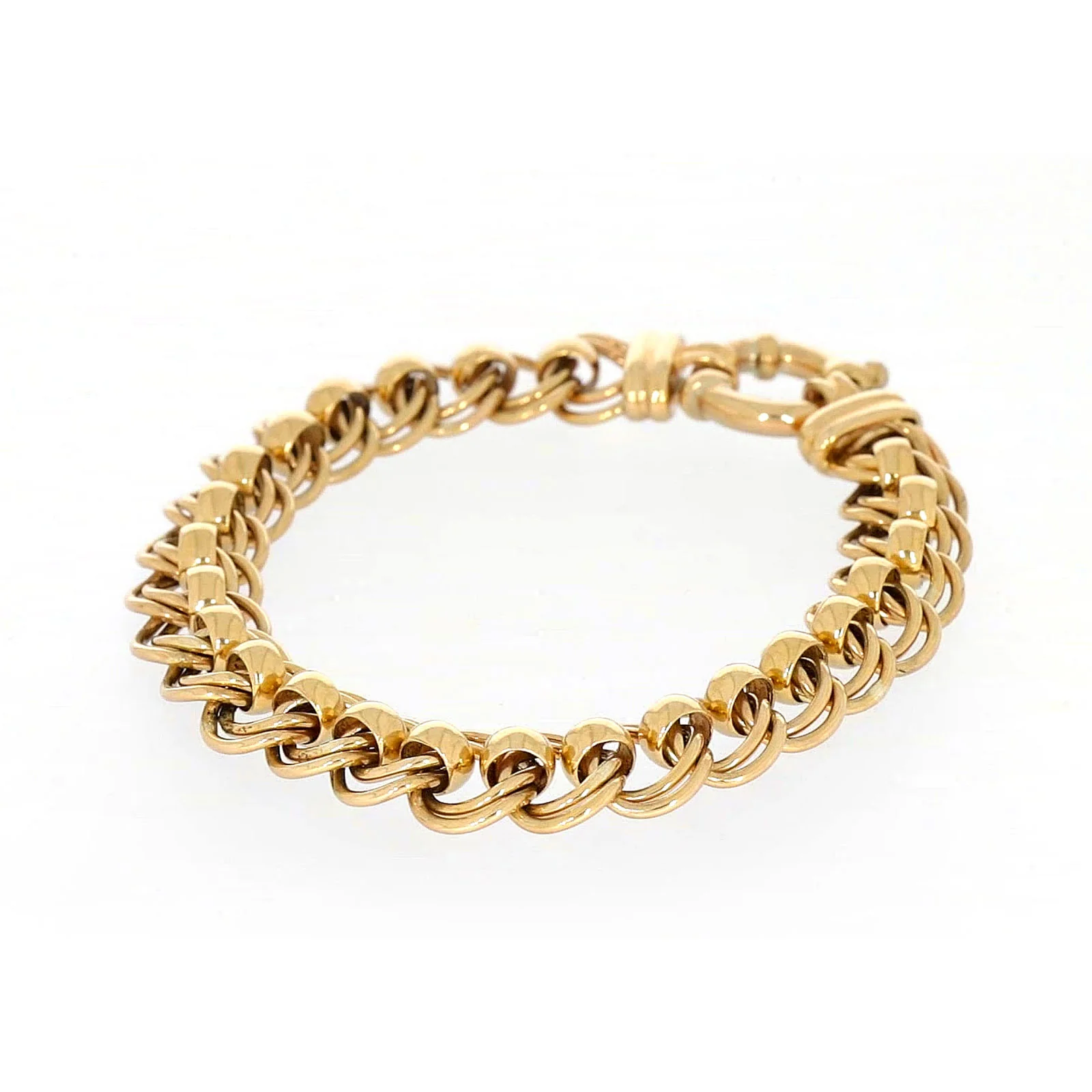 9ct Yellow Gold 19cm Double Belcher Bracelet with Bolt Ring - Image 9