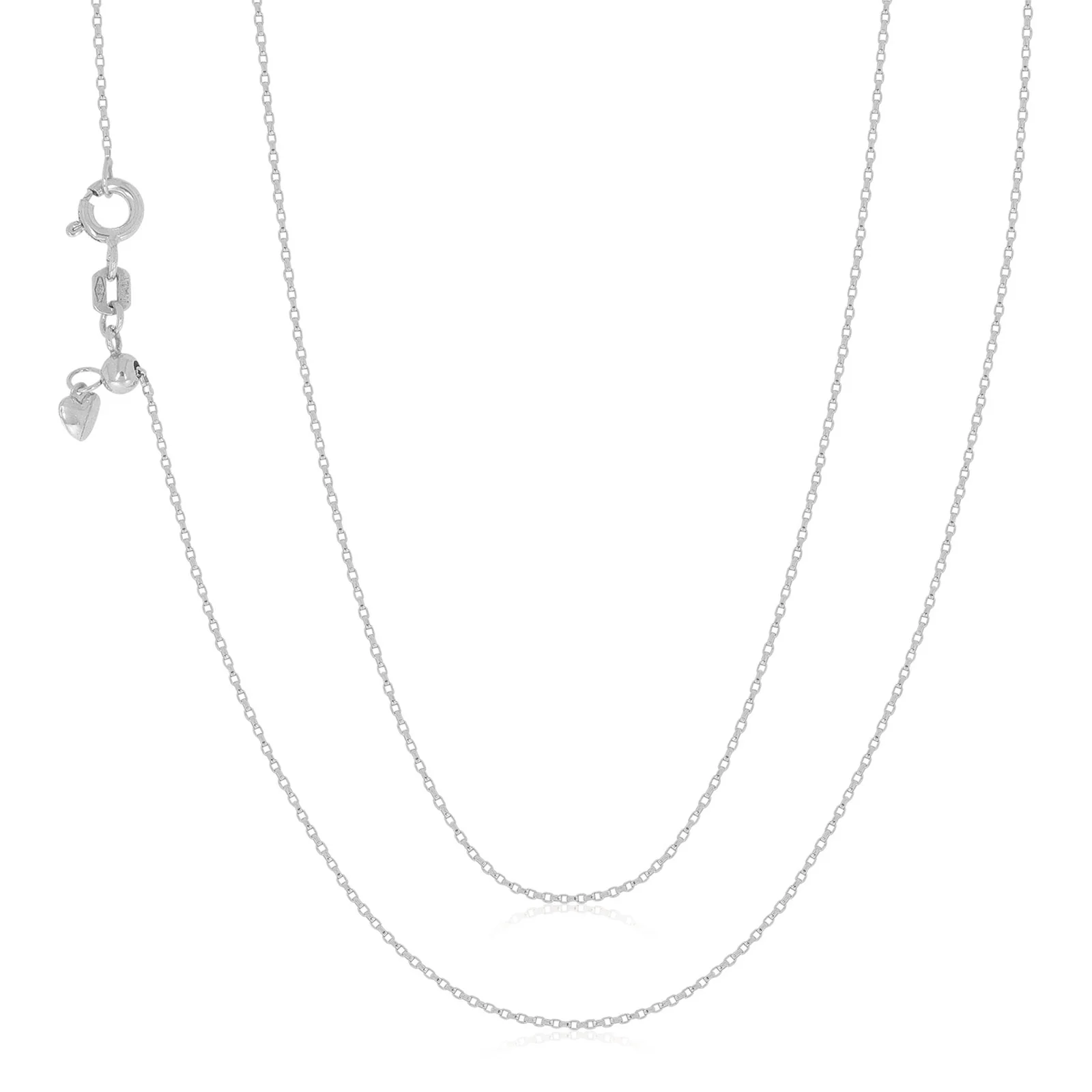 9ct White Gold 45-50cm Adjustable Belcher Chain
