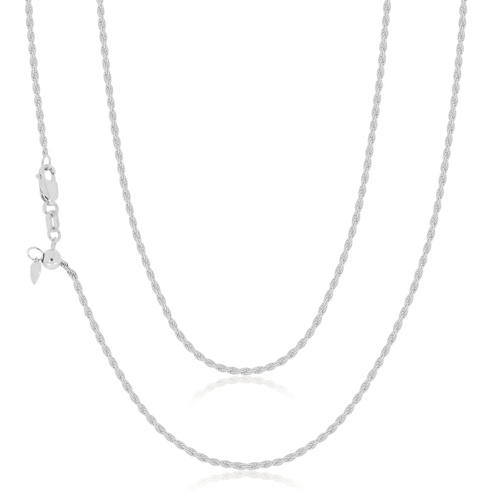 9ct White Gold 45- 50cm Adjustable Rope Chain