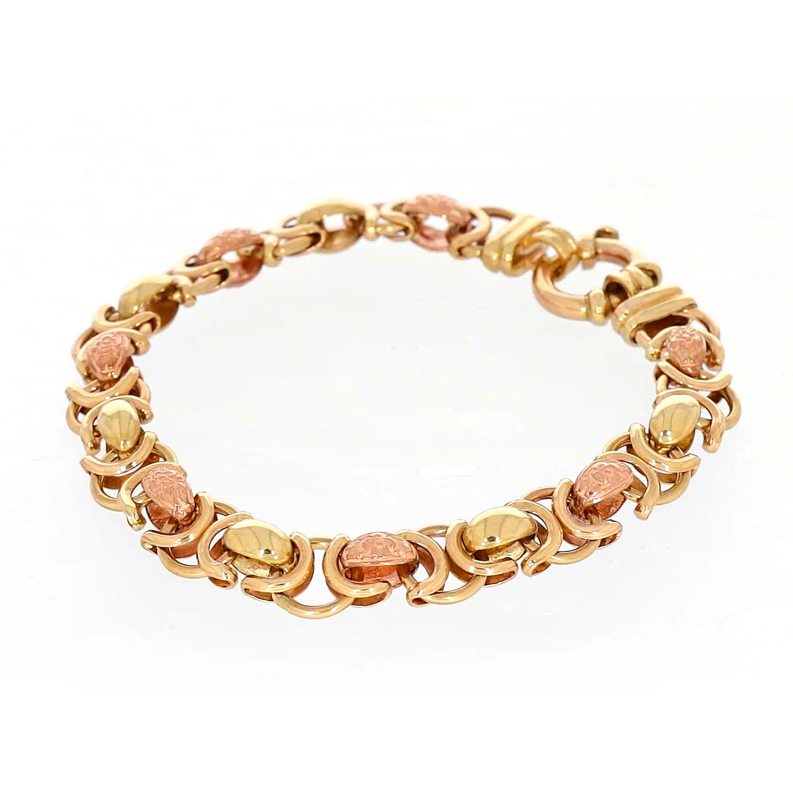 9ct Two Tone Gold 19cm Fancy Link Bracelet - Image 11