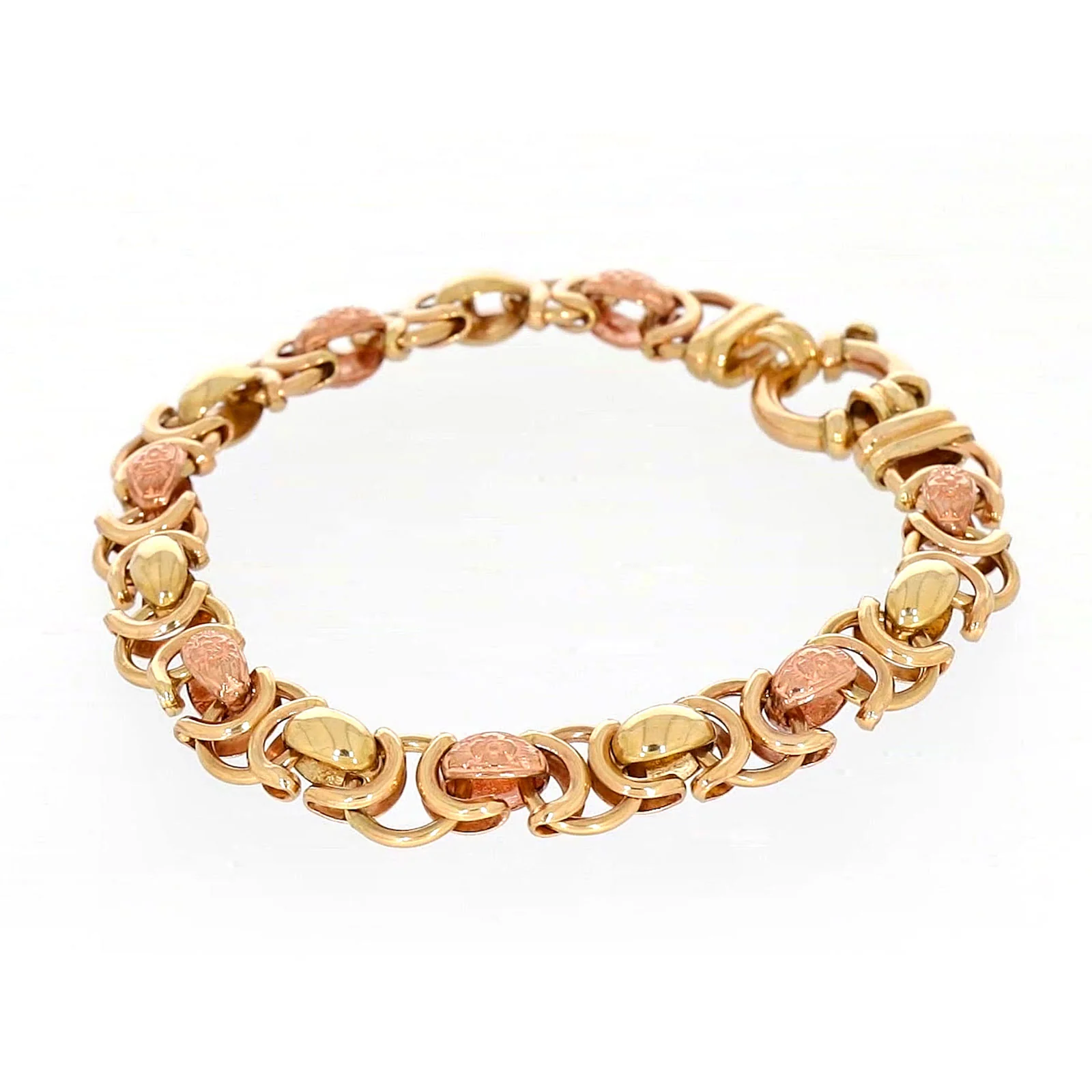 9ct Two Tone Gold 19cm Fancy Link Bracelet - Image 12