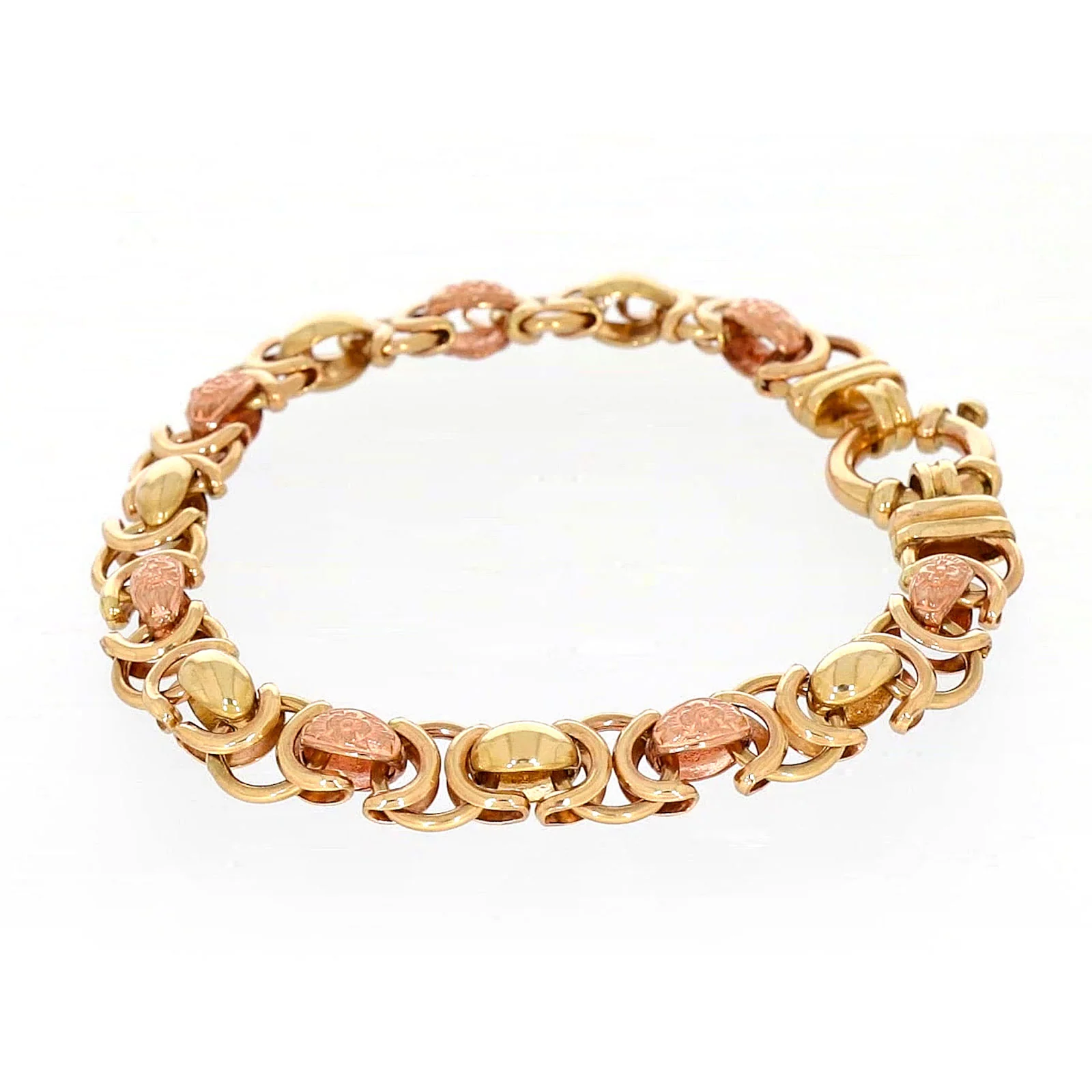9ct Two Tone Gold 19cm Fancy Link Bracelet - Image 16