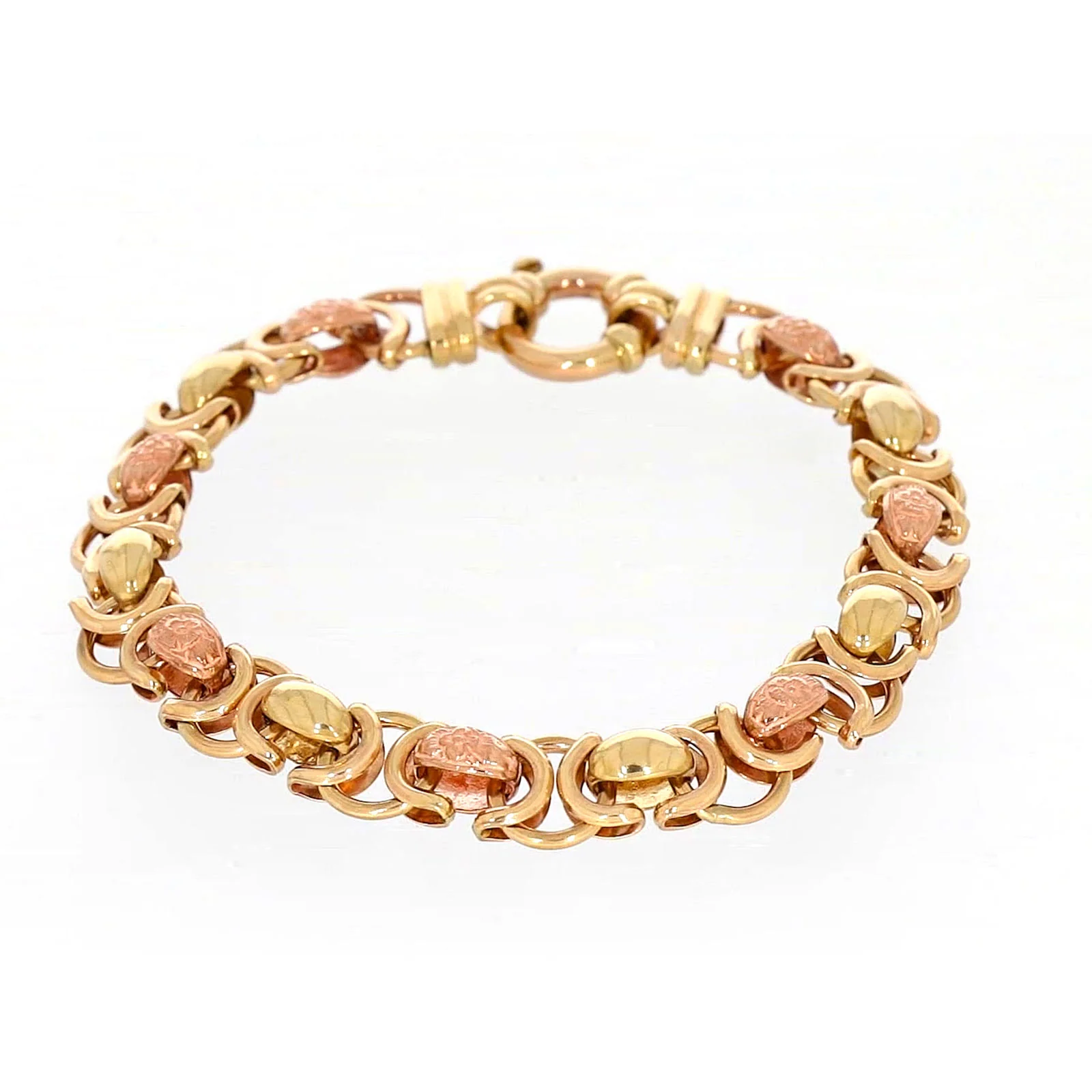9ct Two Tone Gold 19cm Fancy Link Bracelet - Image 3
