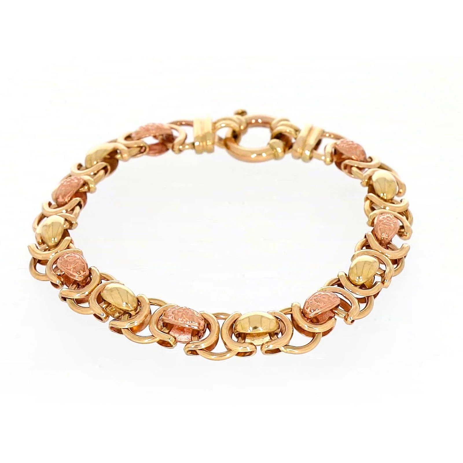9ct Two Tone Gold 19cm Fancy Link Bracelet - Image 4