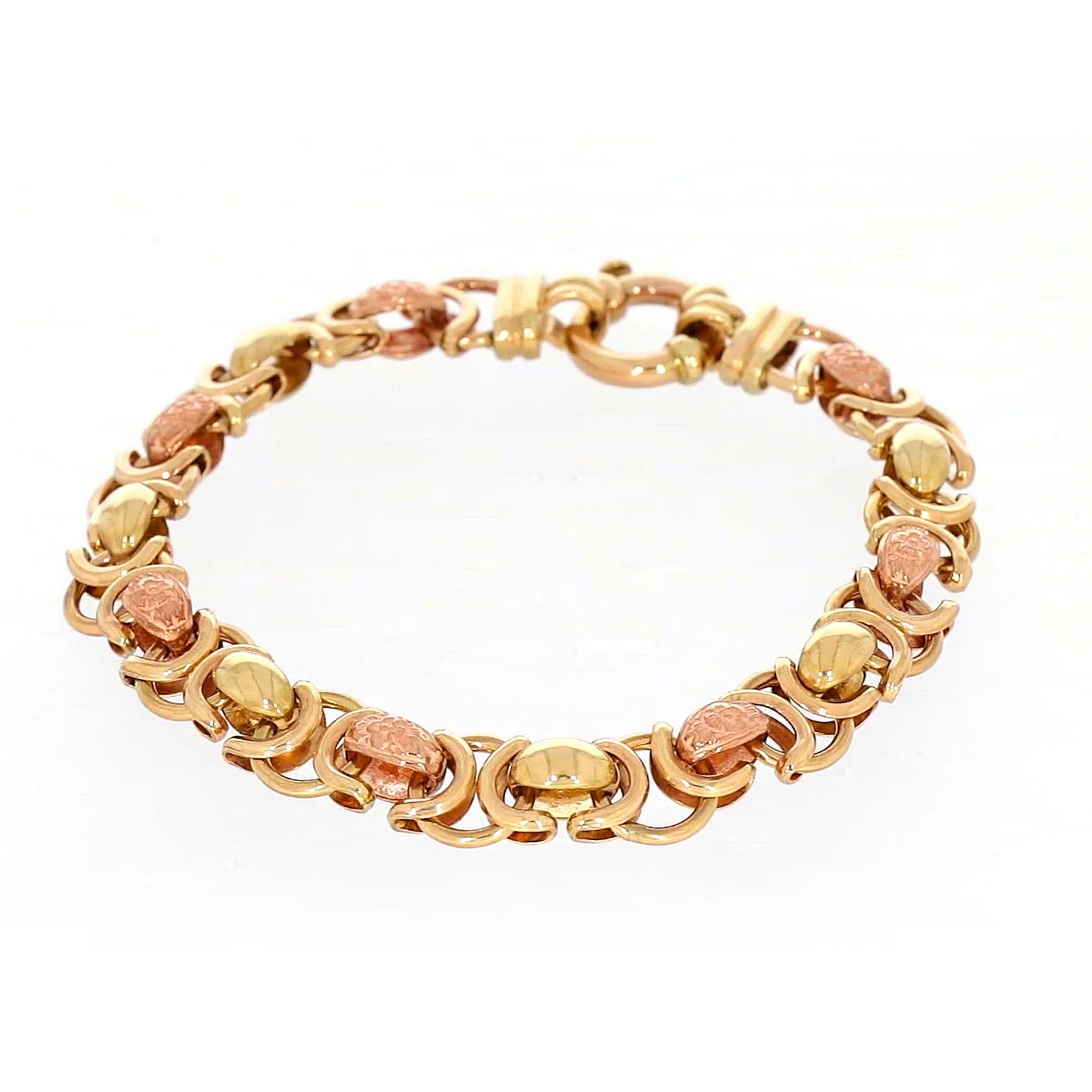 9ct Two Tone Gold 19cm Fancy Link Bracelet - Image 5