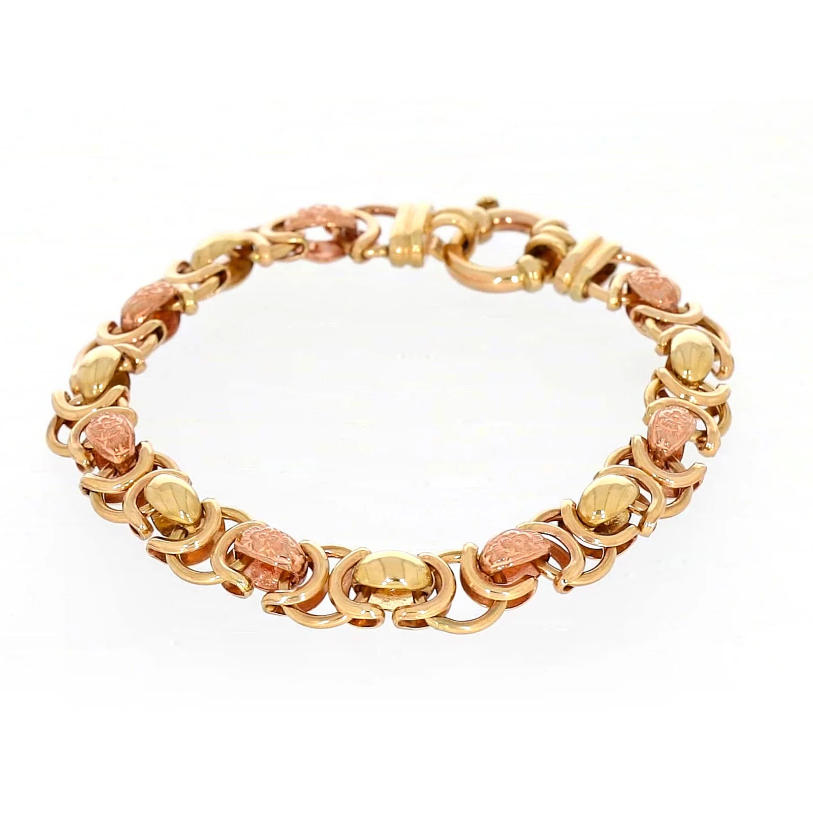 9ct Two Tone Gold 19cm Fancy Link Bracelet - Image 6