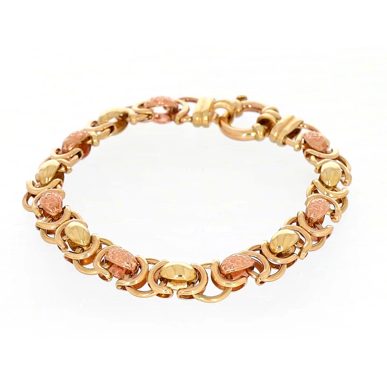 9ct Two Tone Gold 19cm Fancy Link Bracelet - Image 7