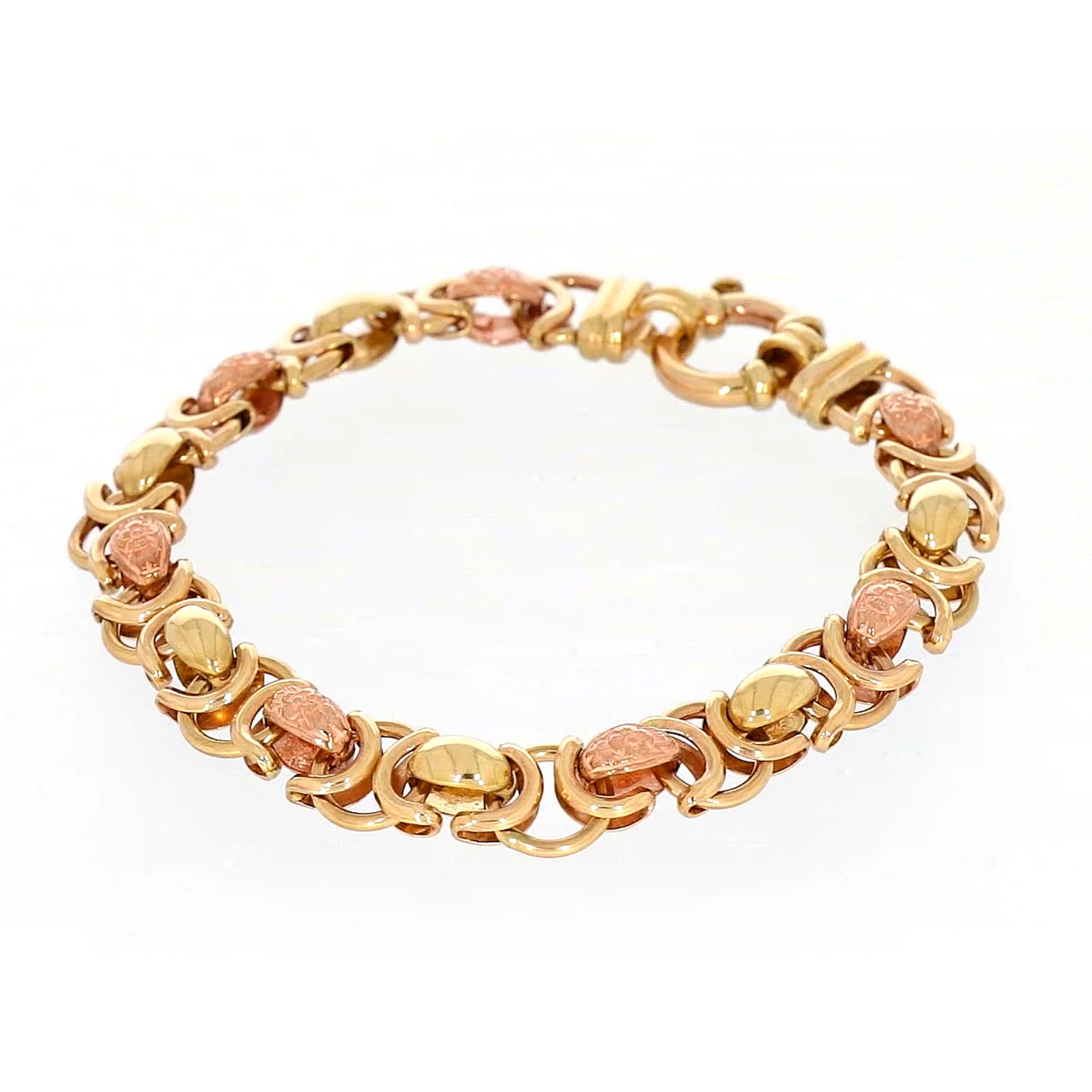 9ct Two Tone Gold 19cm Fancy Link Bracelet - Image 8