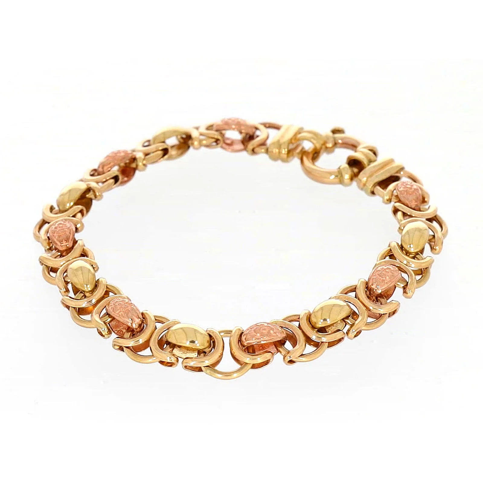 9ct Two Tone Gold 19cm Fancy Link Bracelet - Image 9