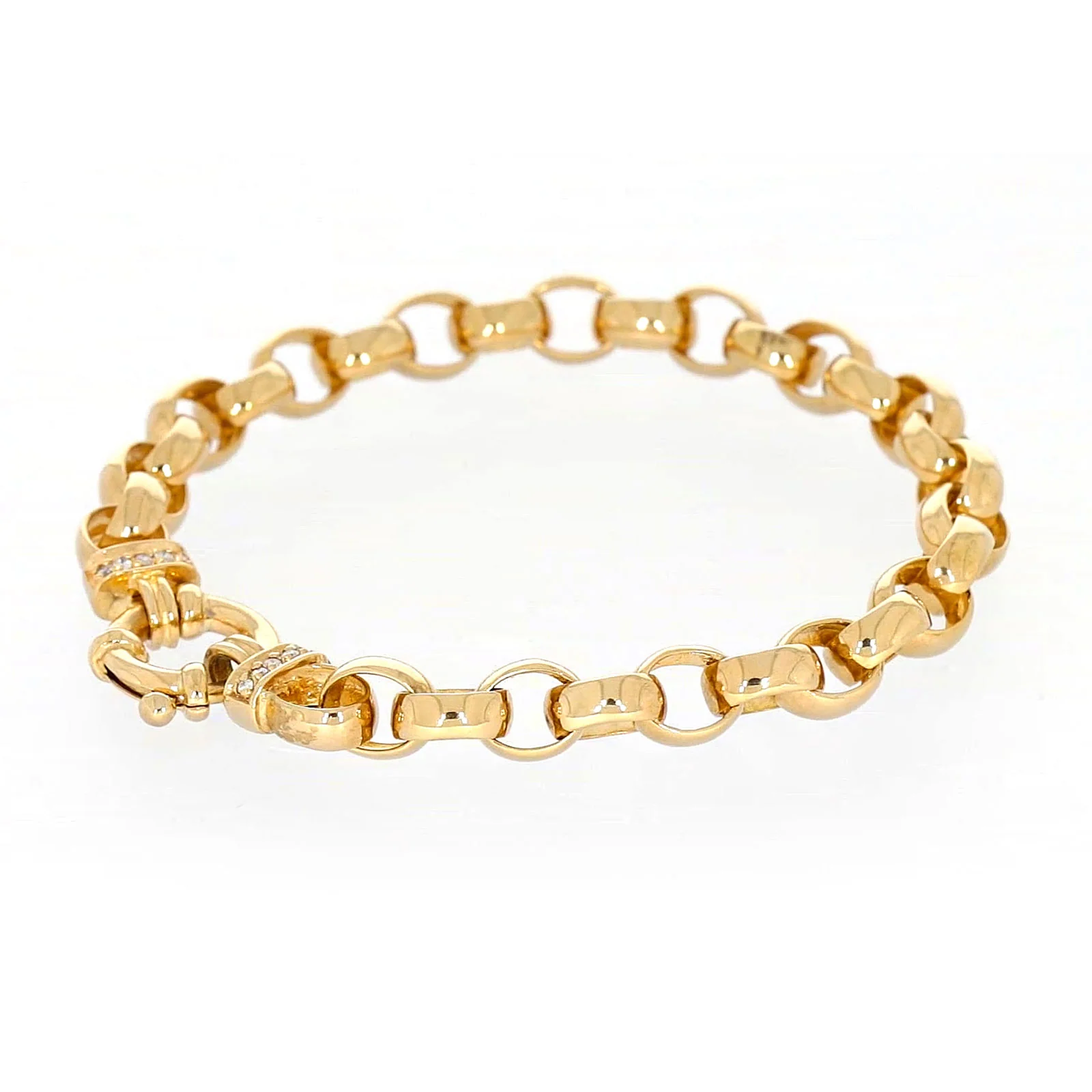 9ct Yellow Gold Diamond Set19cm Belcher Diamond Set Bracelet - Image 13