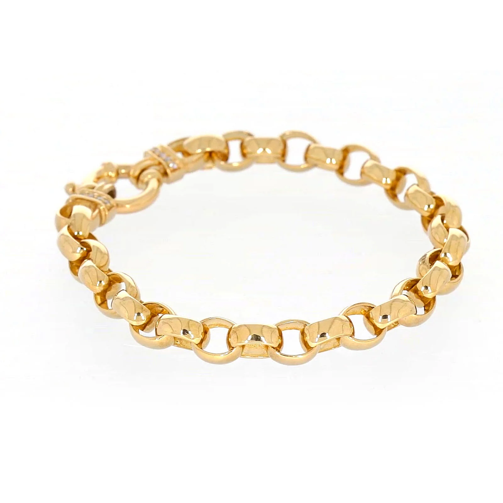 9ct Yellow Gold Diamond Set19cm Belcher Diamond Set Bracelet - Image 28