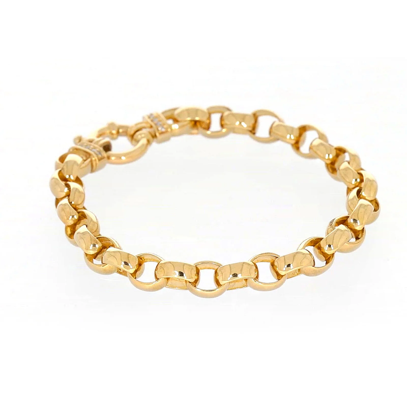 9ct Yellow Gold Diamond Set19cm Belcher Diamond Set Bracelet - Image 30
