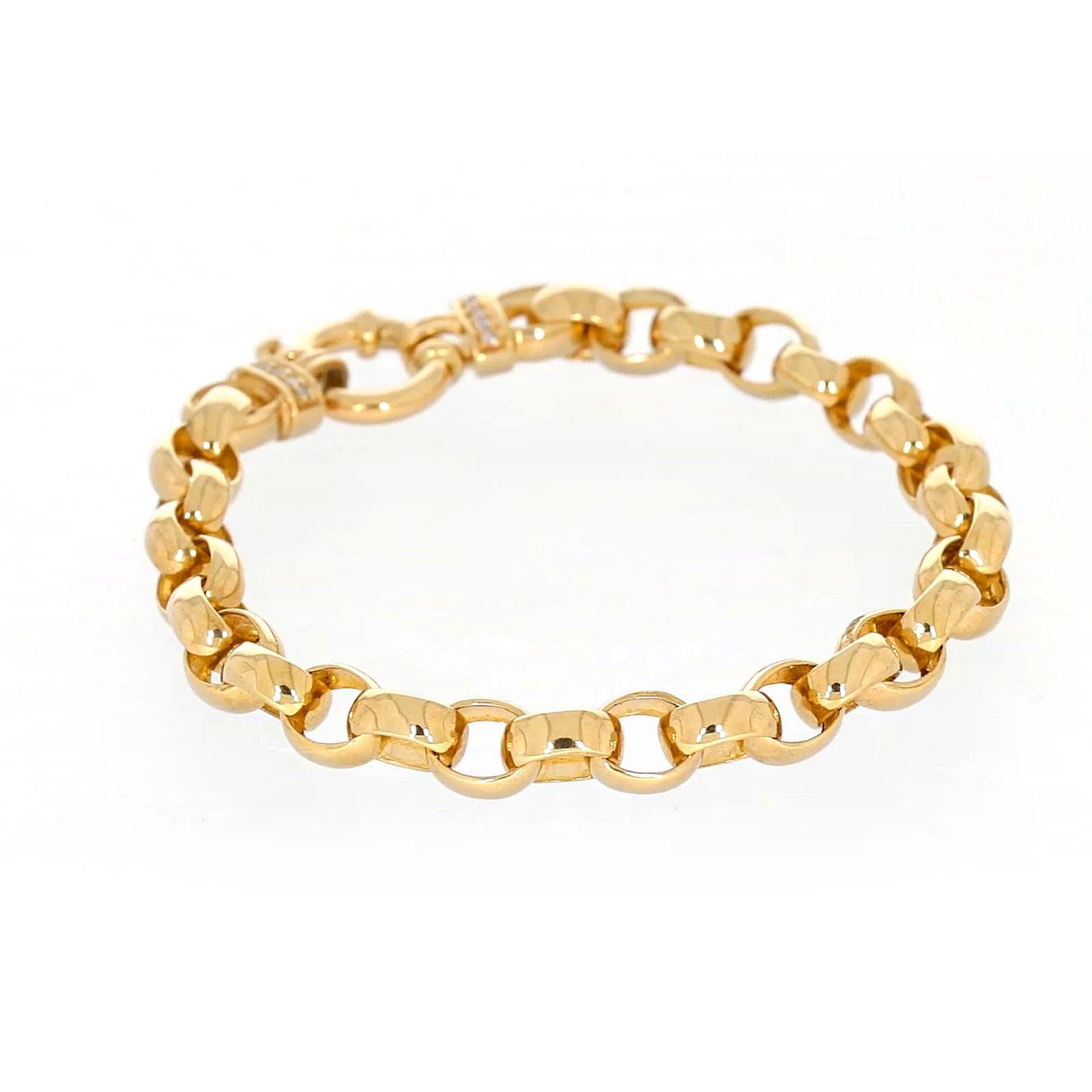 9ct Yellow Gold Diamond Set19cm Belcher Diamond Set Bracelet - Image 32