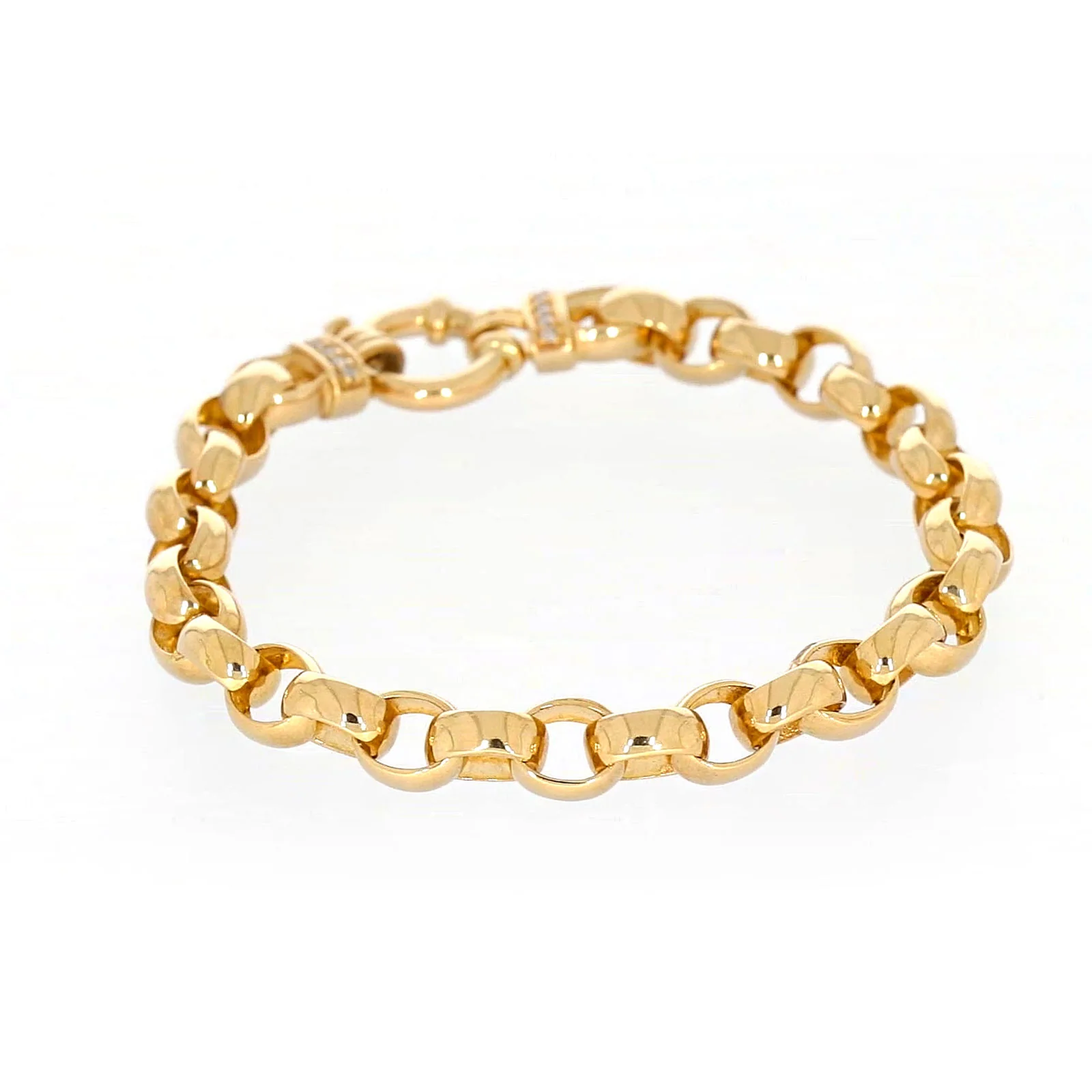 9ct Yellow Gold Diamond Set19cm Belcher Diamond Set Bracelet - Image 34