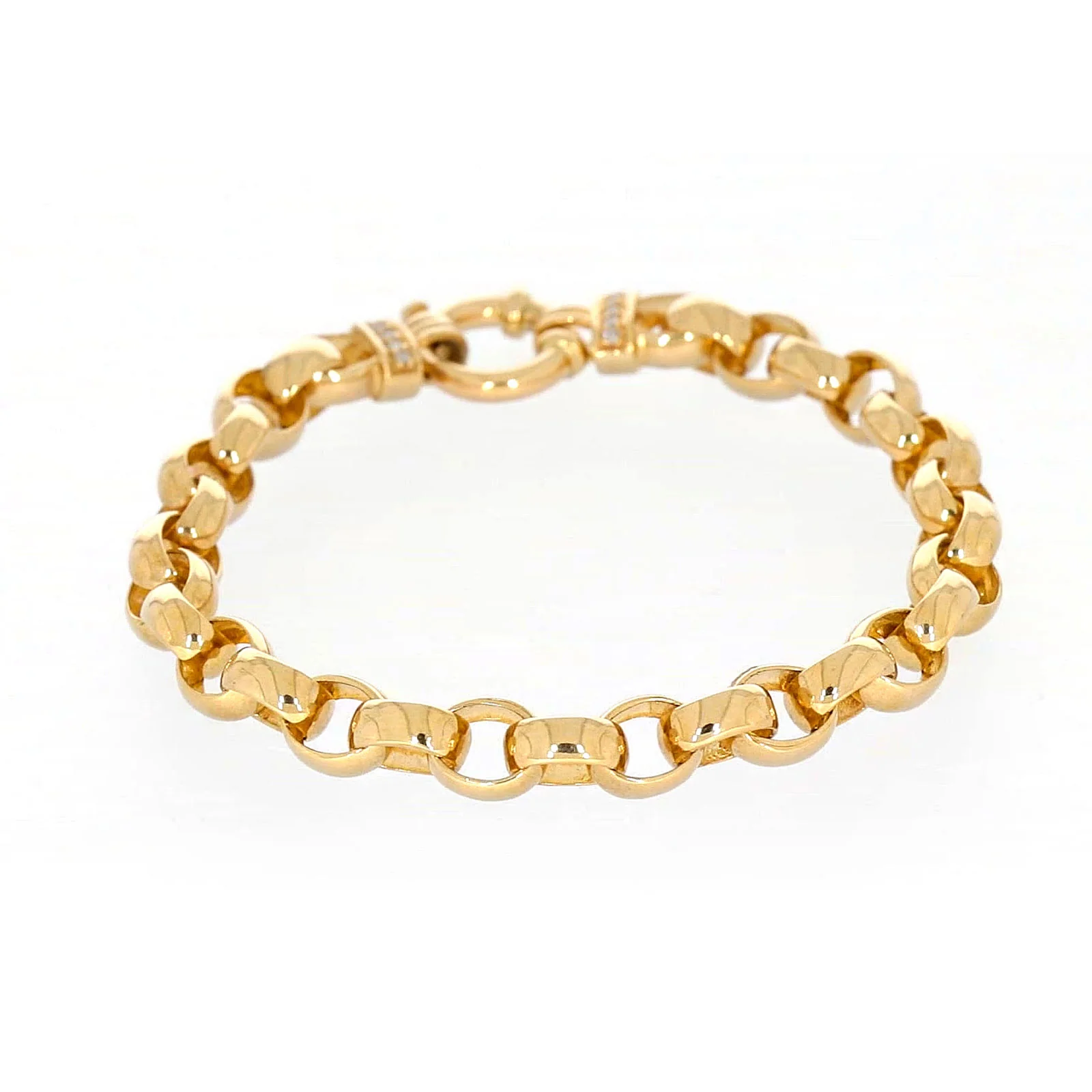 9ct Yellow Gold Diamond Set19cm Belcher Diamond Set Bracelet - Image 36