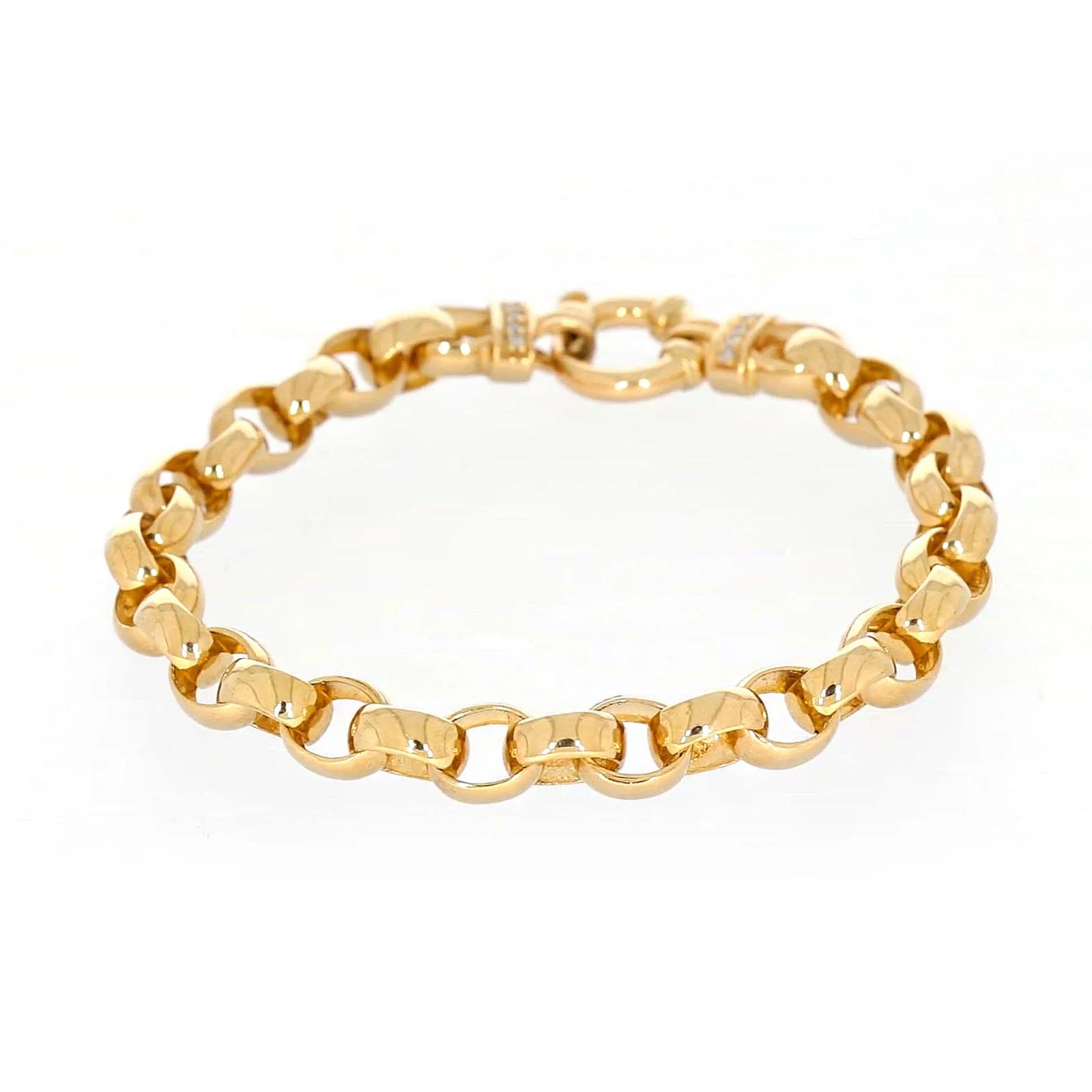 9ct Yellow Gold Diamond Set19cm Belcher Diamond Set Bracelet - Image 40