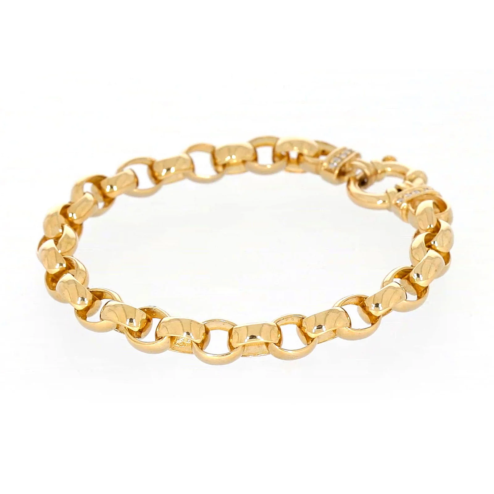 9ct Yellow Gold Diamond Set19cm Belcher Diamond Set Bracelet - Image 48