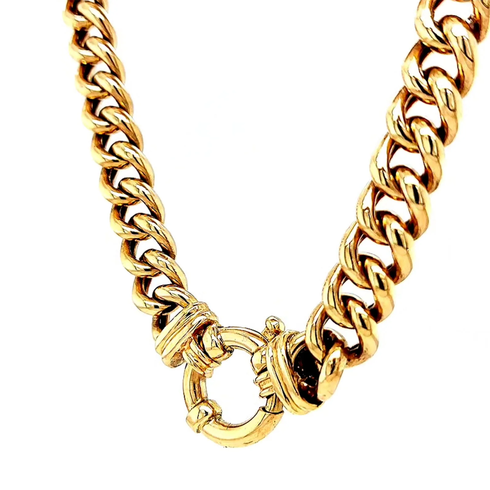 9ct Yellow Gold 45cm Hollow Curb Chain with Bolt Ring Necklace - Image 10