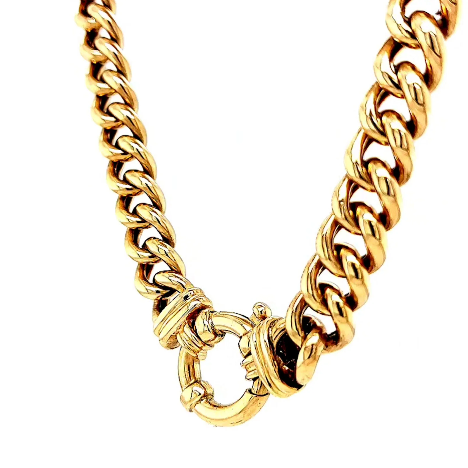 9ct Yellow Gold 45cm Hollow Curb Chain with Bolt Ring Necklace - Image 11