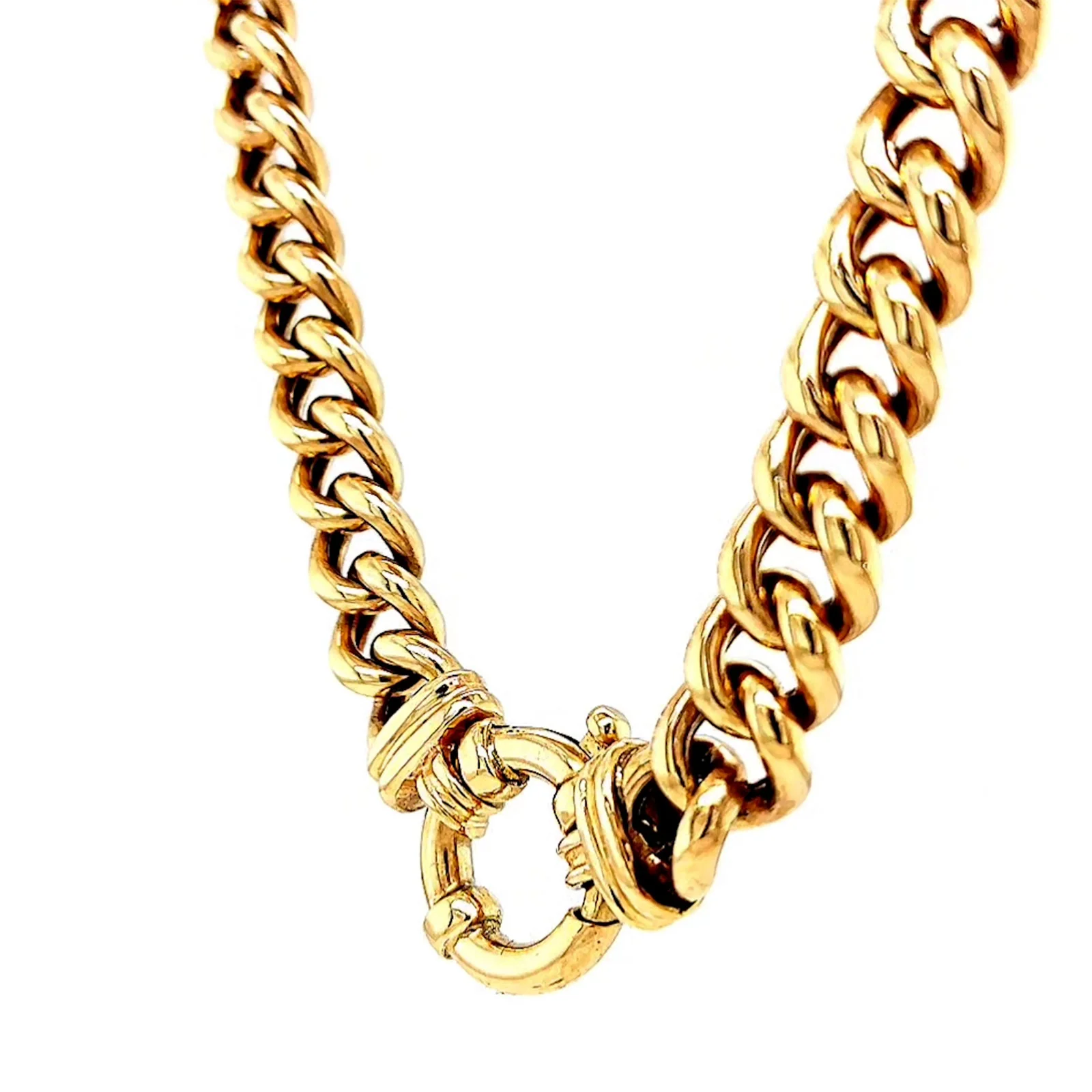 9ct Yellow Gold 45cm Hollow Curb Chain with Bolt Ring Necklace - Image 12