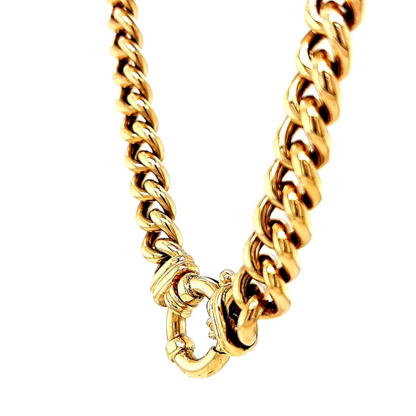 9ct Yellow Gold 45cm Hollow Curb Chain with Bolt Ring Necklace - Image 14