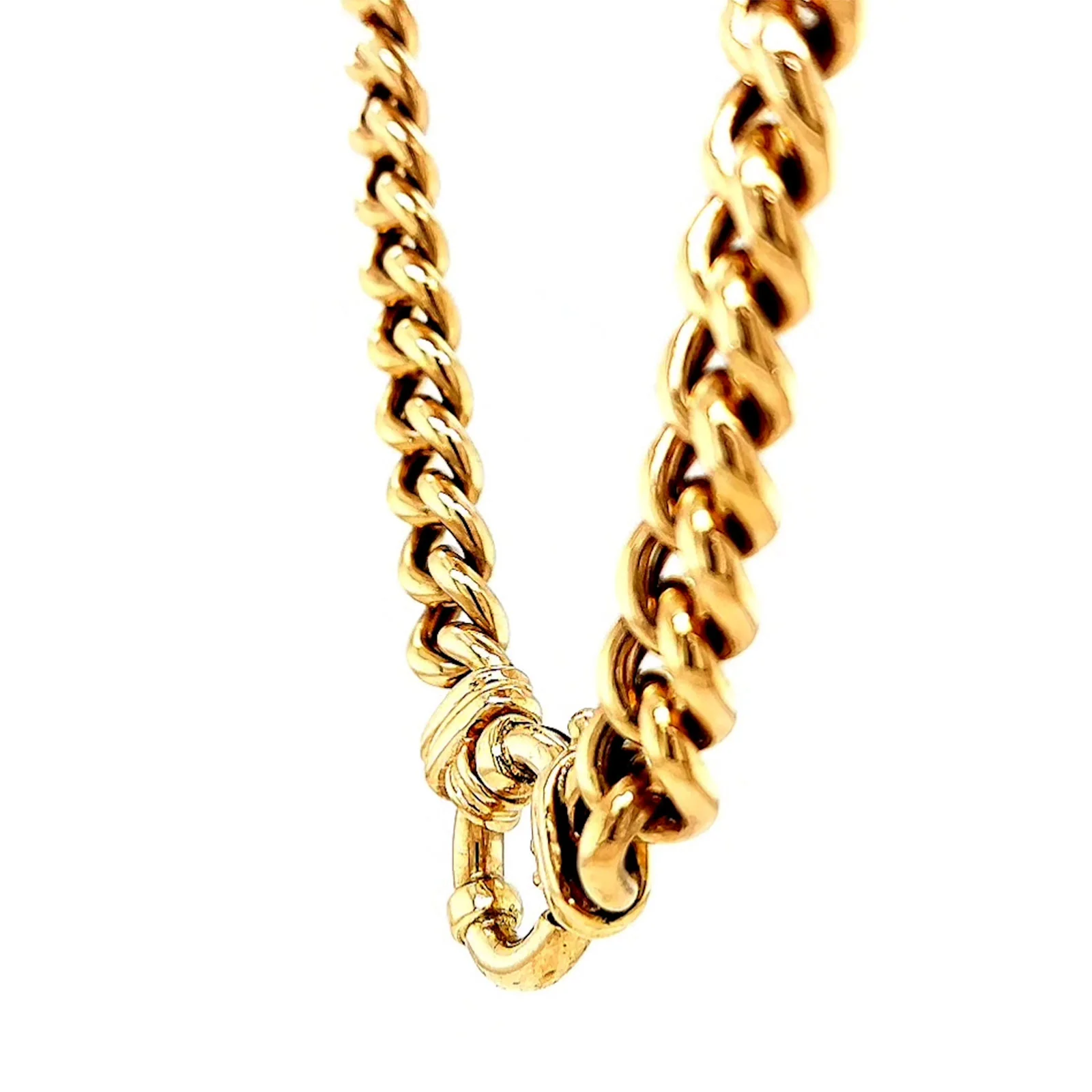 9ct Yellow Gold 45cm Hollow Curb Chain with Bolt Ring Necklace - Image 16