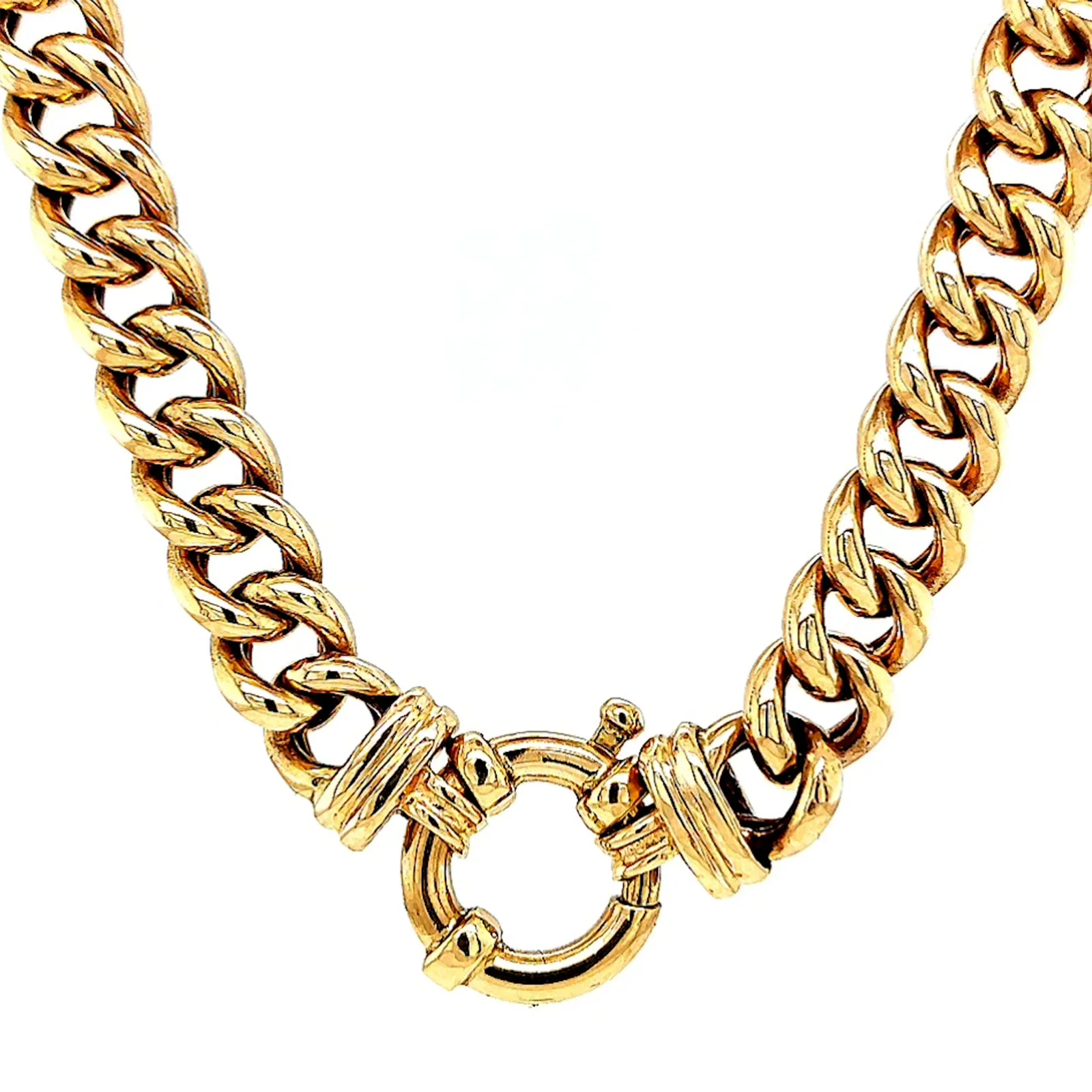 9ct Yellow Gold 45cm Hollow Curb Chain with Bolt Ring Necklace - Image 2