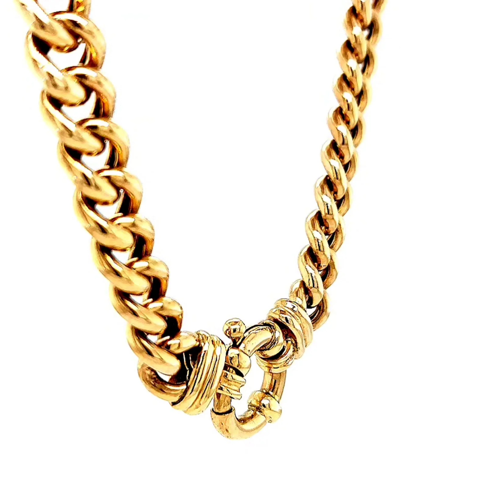 9ct Yellow Gold 45cm Hollow Curb Chain with Bolt Ring Necklace - Image 29