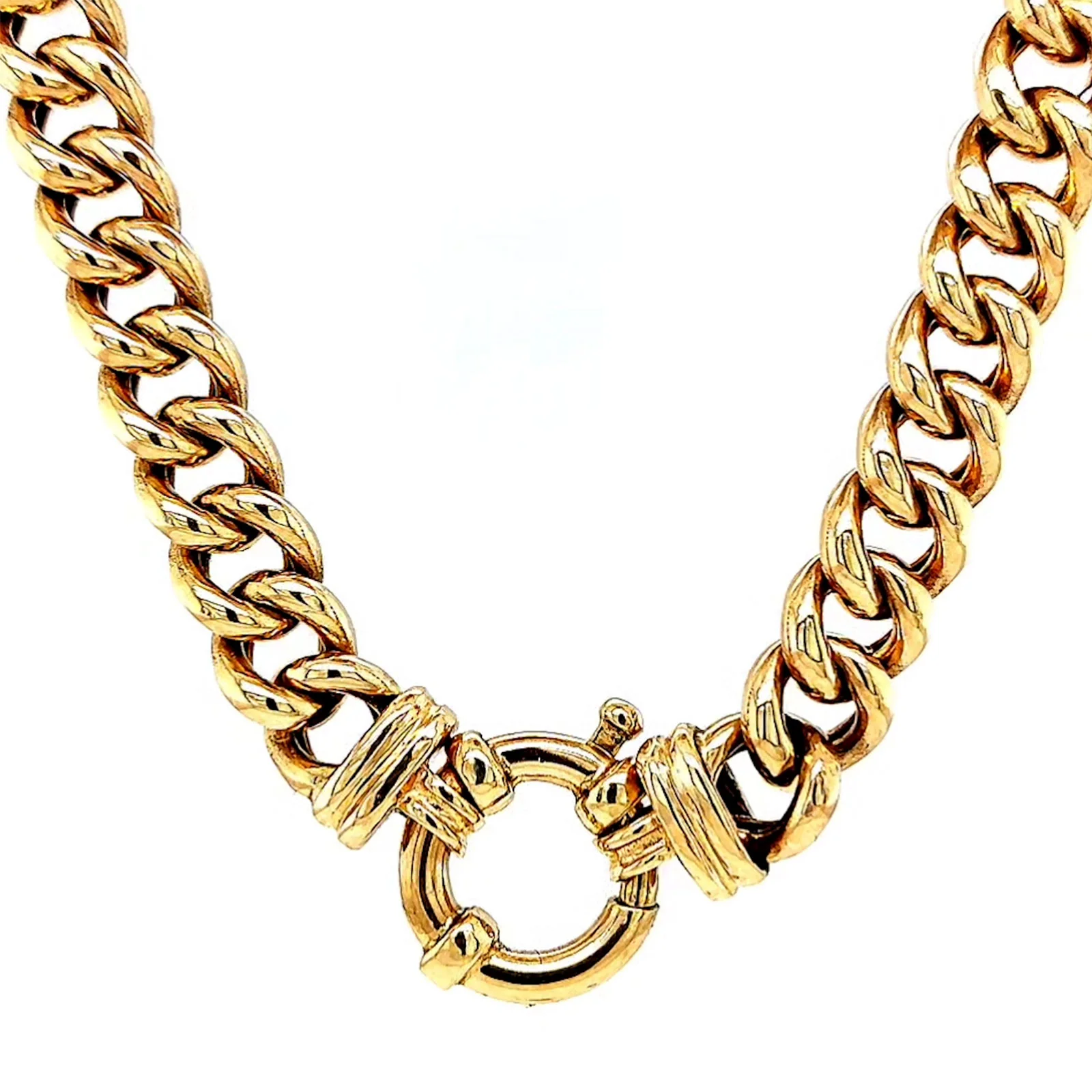 9ct Yellow Gold 45cm Hollow Curb Chain with Bolt Ring Necklace - Image 3