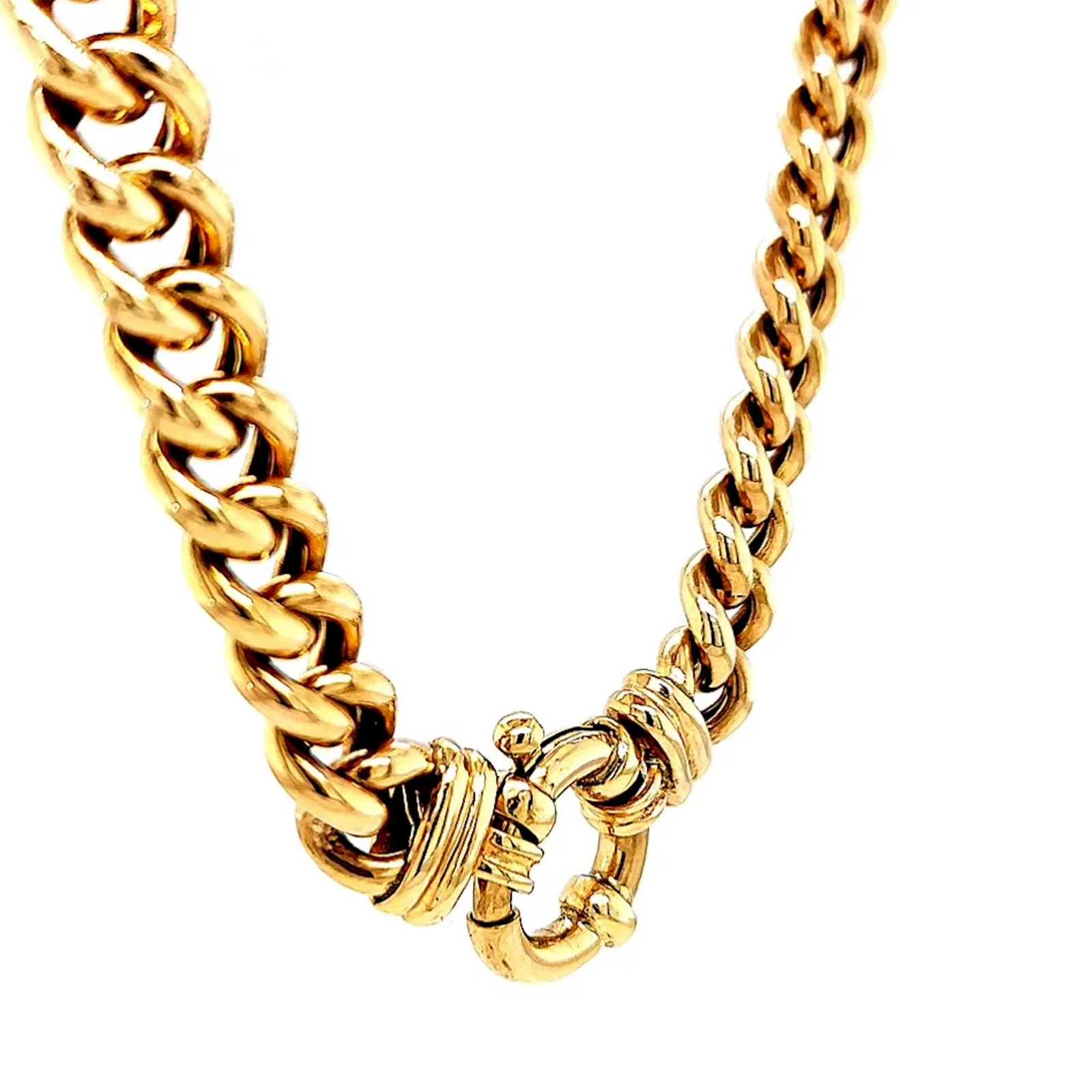 9ct Yellow Gold 45cm Hollow Curb Chain with Bolt Ring Necklace - Image 30