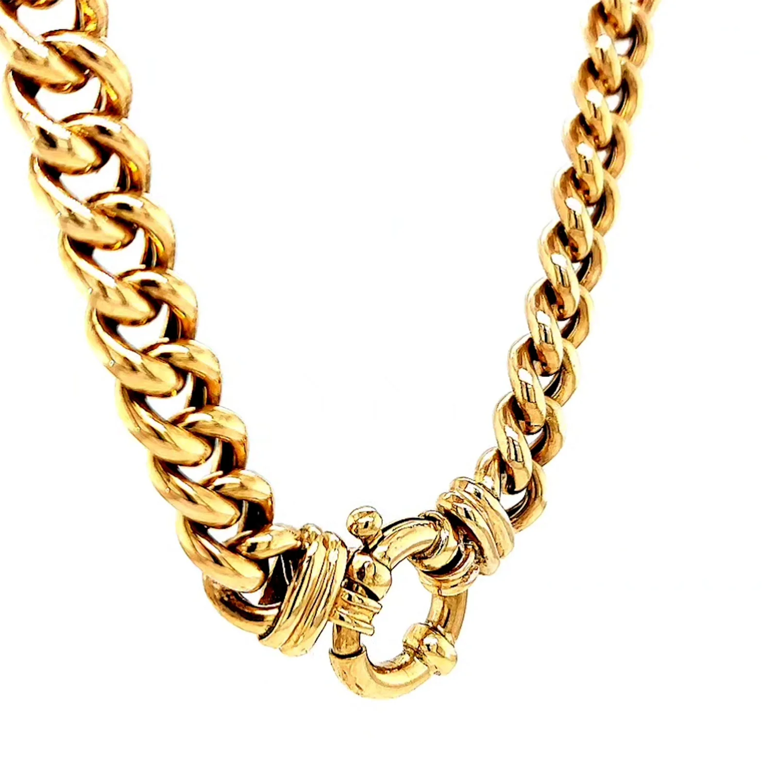 9ct Yellow Gold 45cm Hollow Curb Chain with Bolt Ring Necklace - Image 31