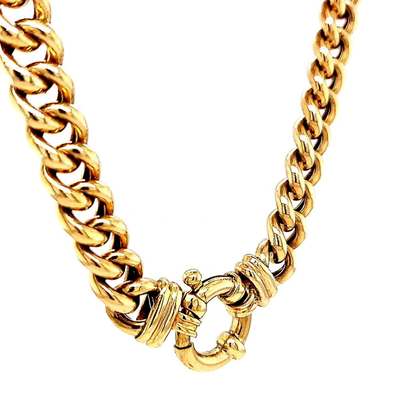 9ct Yellow Gold 45cm Hollow Curb Chain with Bolt Ring Necklace - Image 32