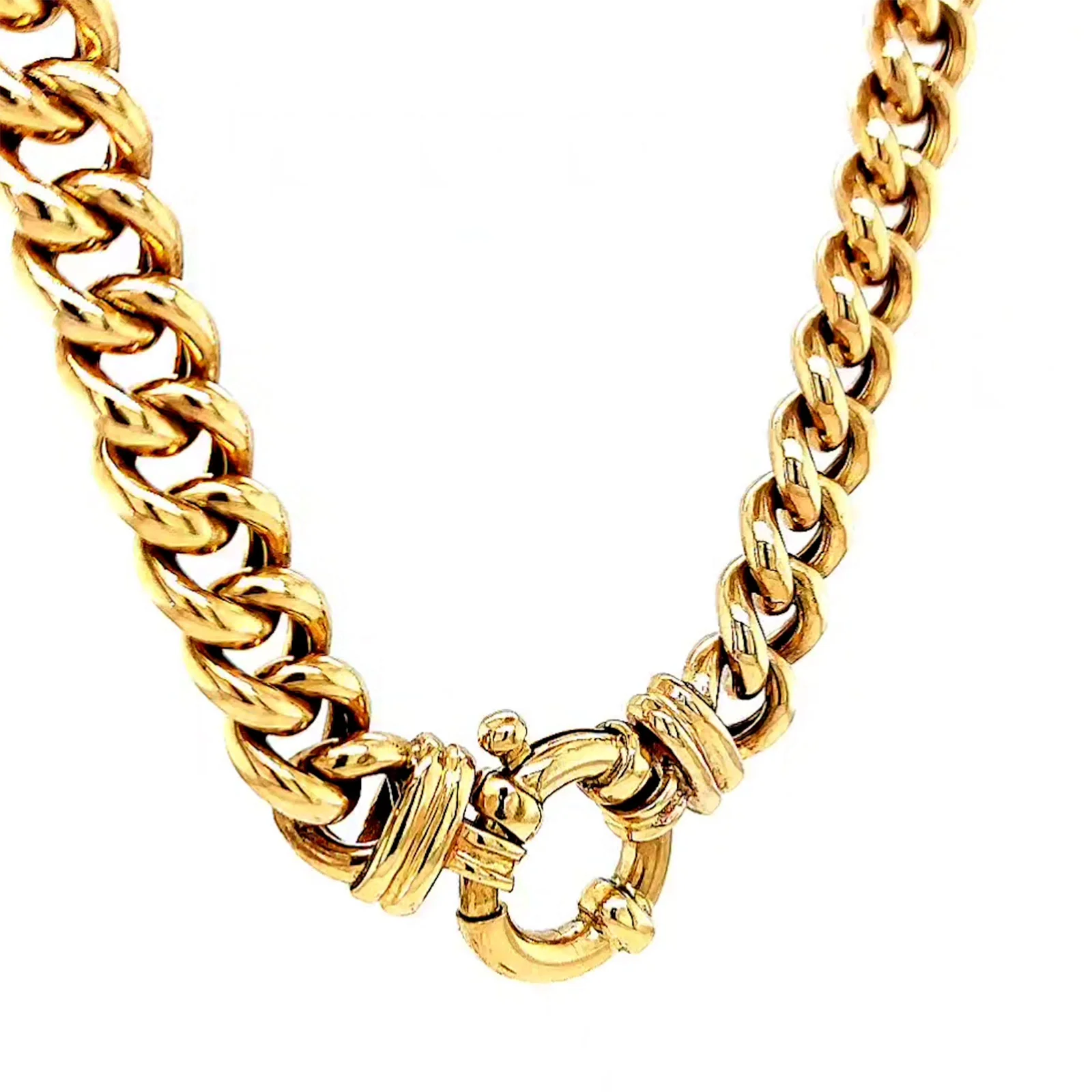 9ct Yellow Gold 45cm Hollow Curb Chain with Bolt Ring Necklace - Image 33