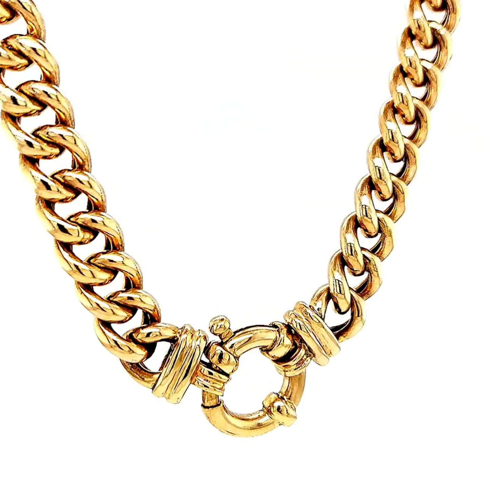 9ct Yellow Gold 45cm Hollow Curb Chain with Bolt Ring Necklace - Image 35