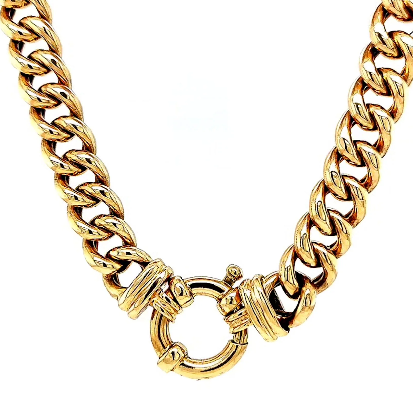 9ct Yellow Gold 45cm Hollow Curb Chain with Bolt Ring Necklace - Image 4