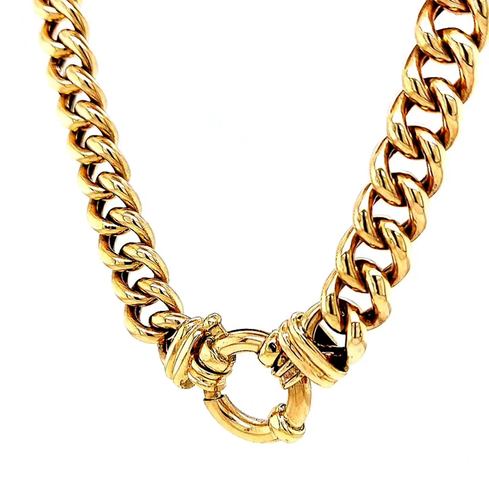 9ct Yellow Gold 45cm Hollow Curb Chain with Bolt Ring Necklace - Image 45