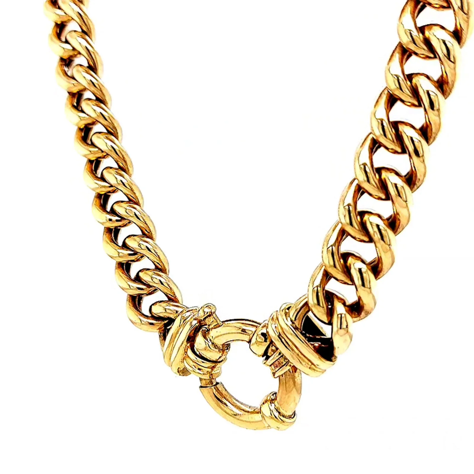 9ct Yellow Gold 45cm Hollow Curb Chain with Bolt Ring Necklace - Image 46