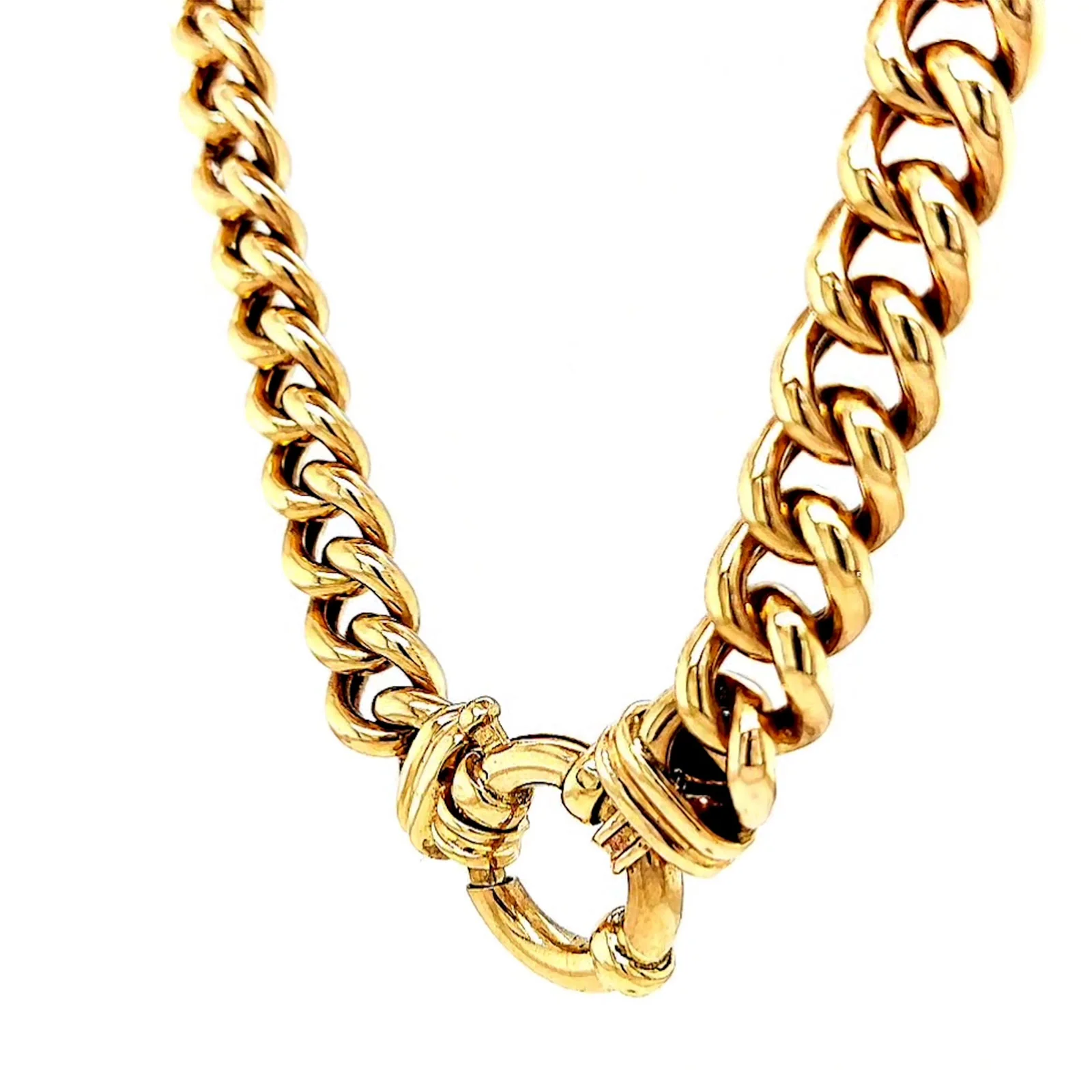 9ct Yellow Gold 45cm Hollow Curb Chain with Bolt Ring Necklace - Image 48