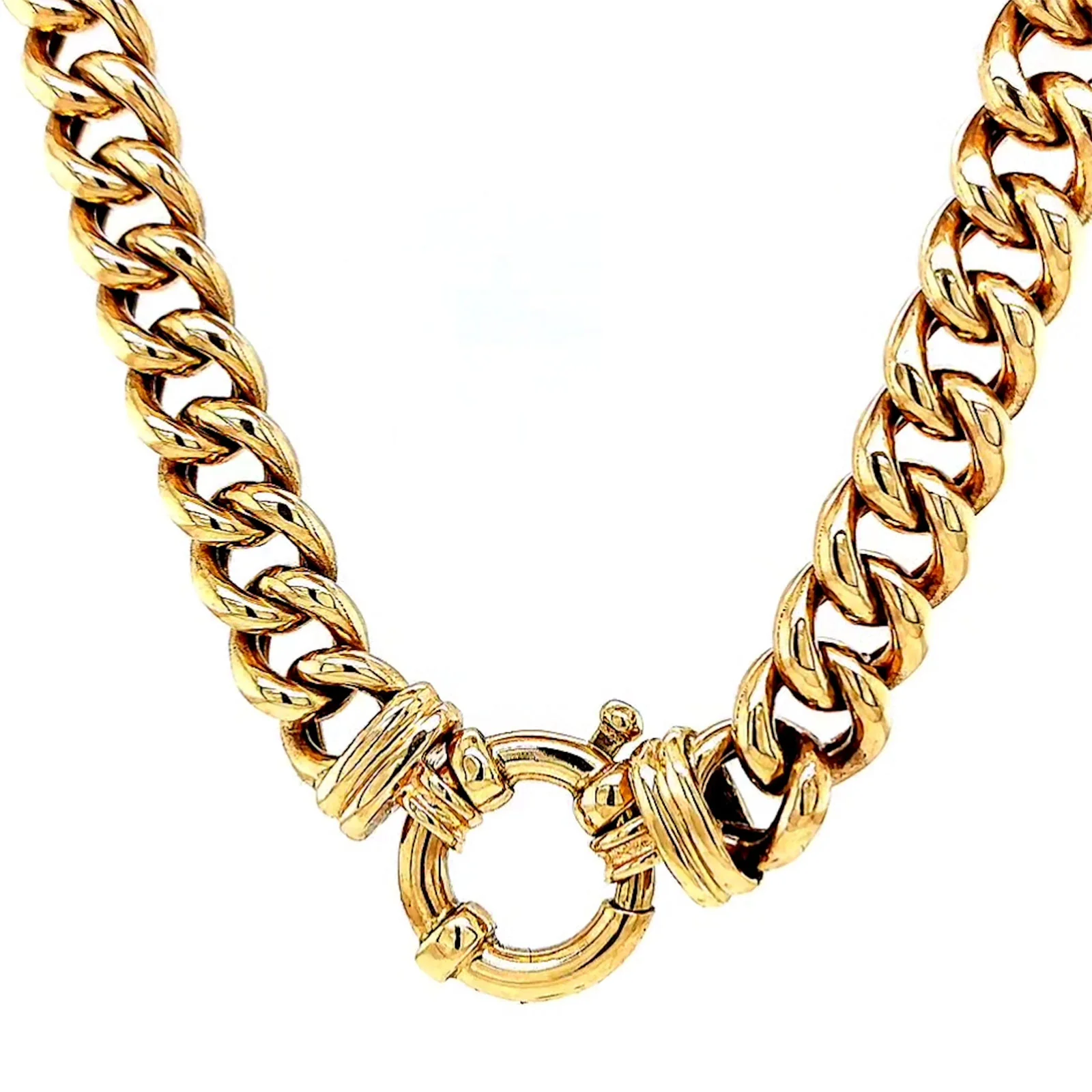 9ct Yellow Gold 45cm Hollow Curb Chain with Bolt Ring Necklace - Image 5