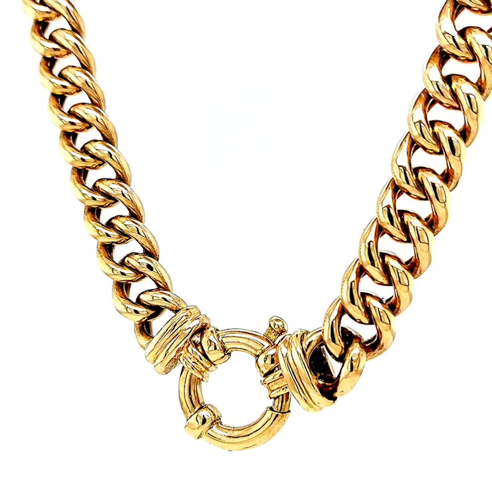 9ct Yellow Gold 45cm Hollow Curb Chain with Bolt Ring Necklace - Image 7