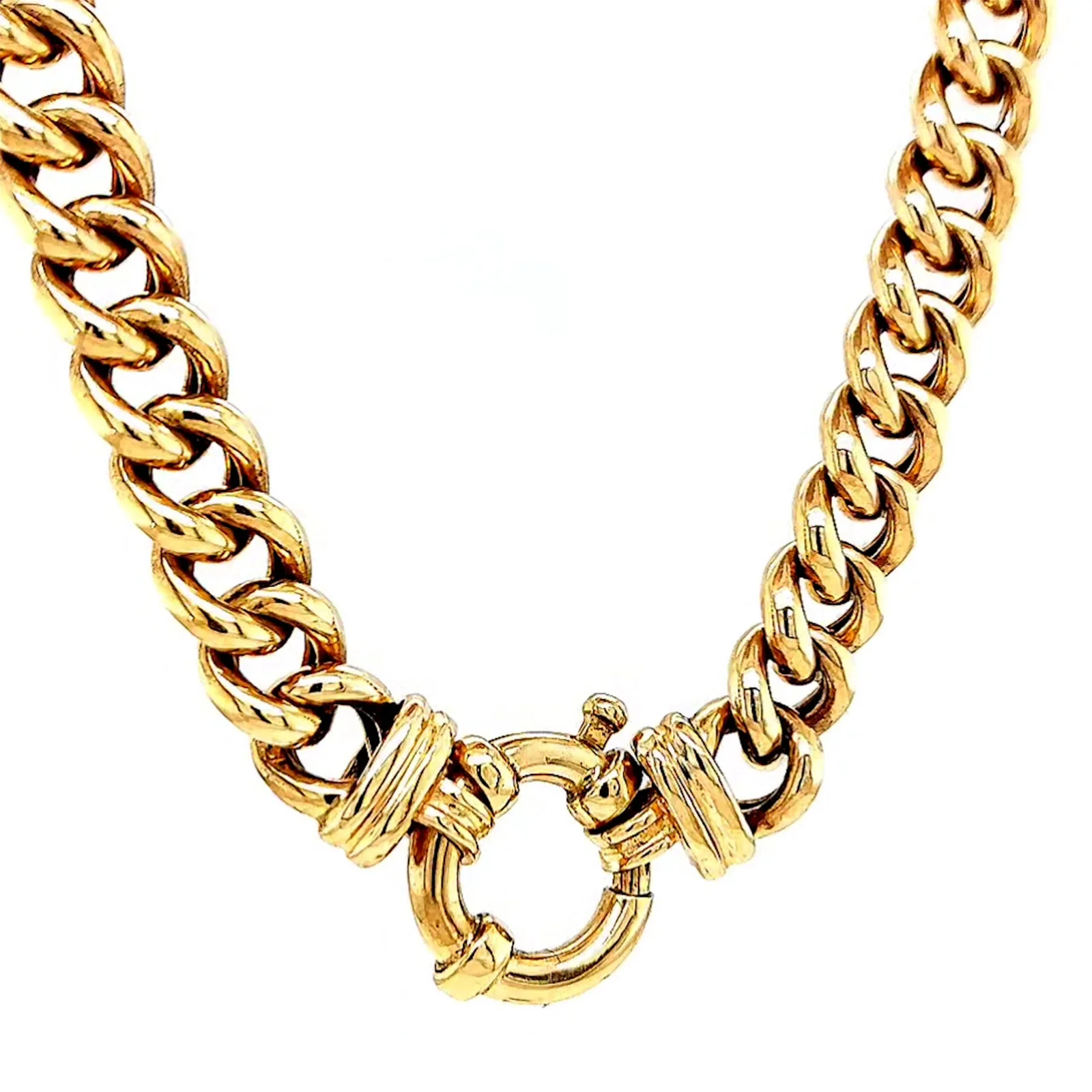 9ct Yellow Gold 45cm Hollow Curb Chain with Bolt Ring Necklace - Image 72